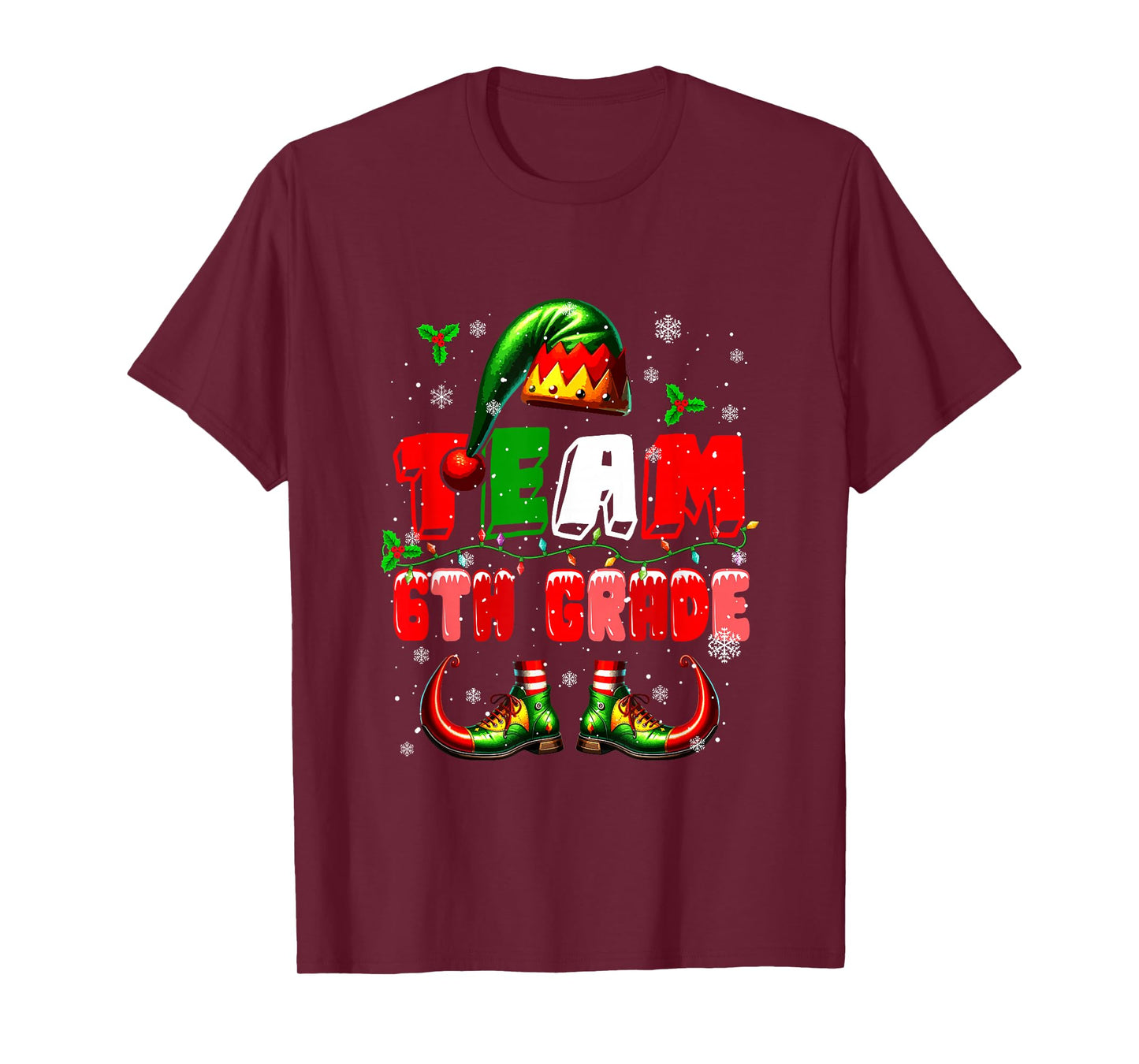 Team 6th Grade Christmas Elf Costume Teachers Students Kids T-Shirt
