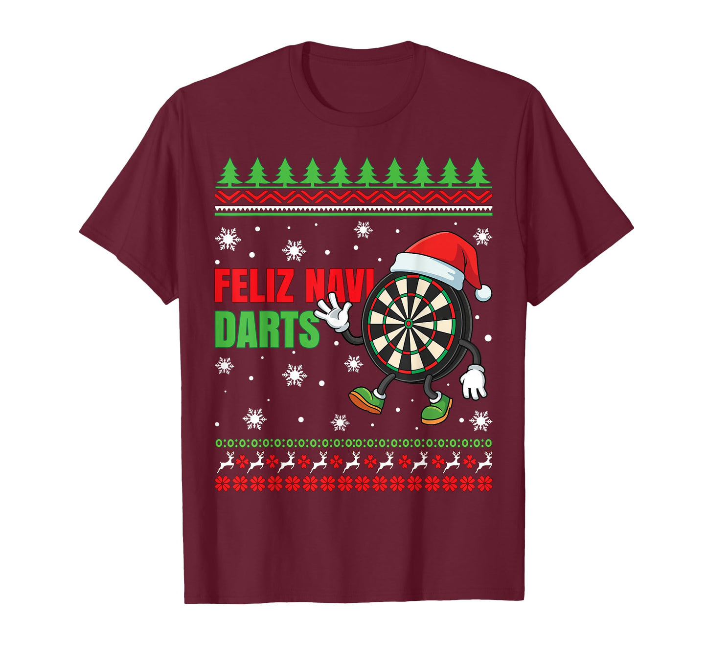 Feliz Navi Darts Christmas Dartboard Funny Ugly Christmas T-Shirt