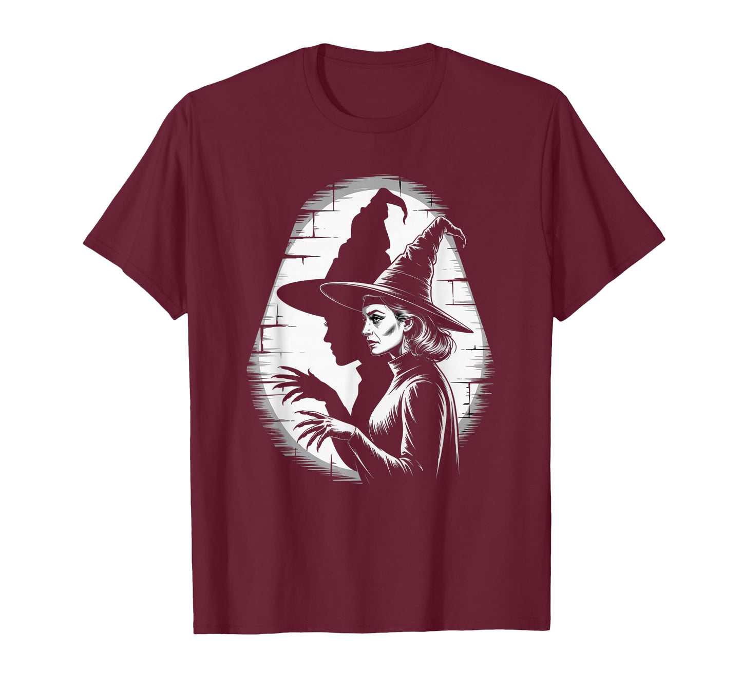 Vintage Witch Profiles with Shadow Horror Art T-Shirt