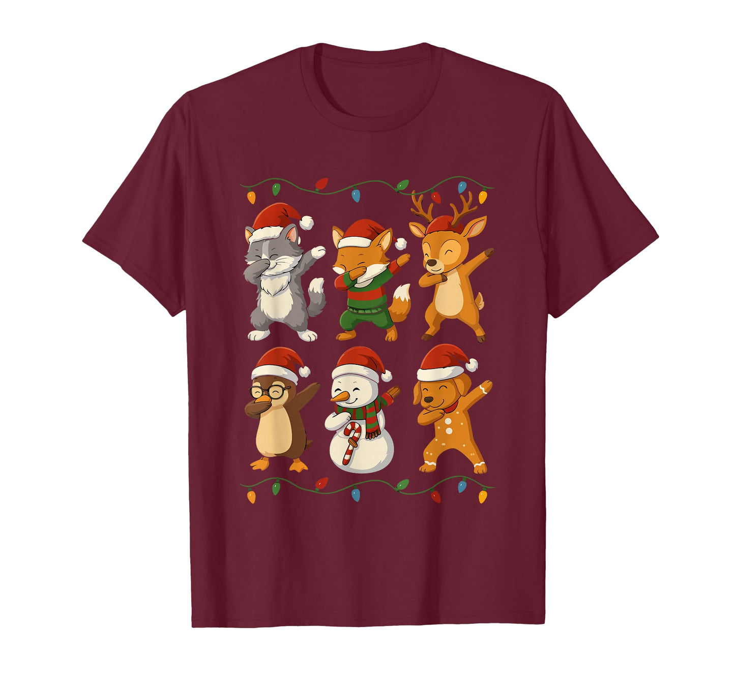 Dabbing Santa Cat Friends Christmas Boys Girls Men Xmas Dog T-Shirt