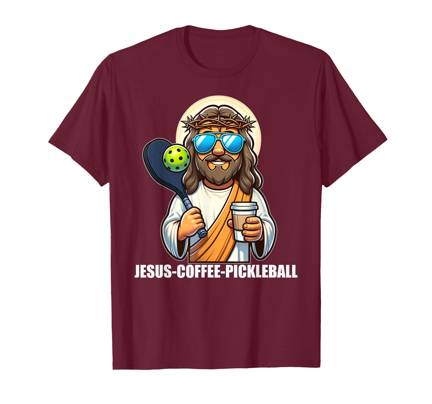 Jesus Coffee Picklenall Funny Christian Pickleball Lovers T-Shirt, Small, Black