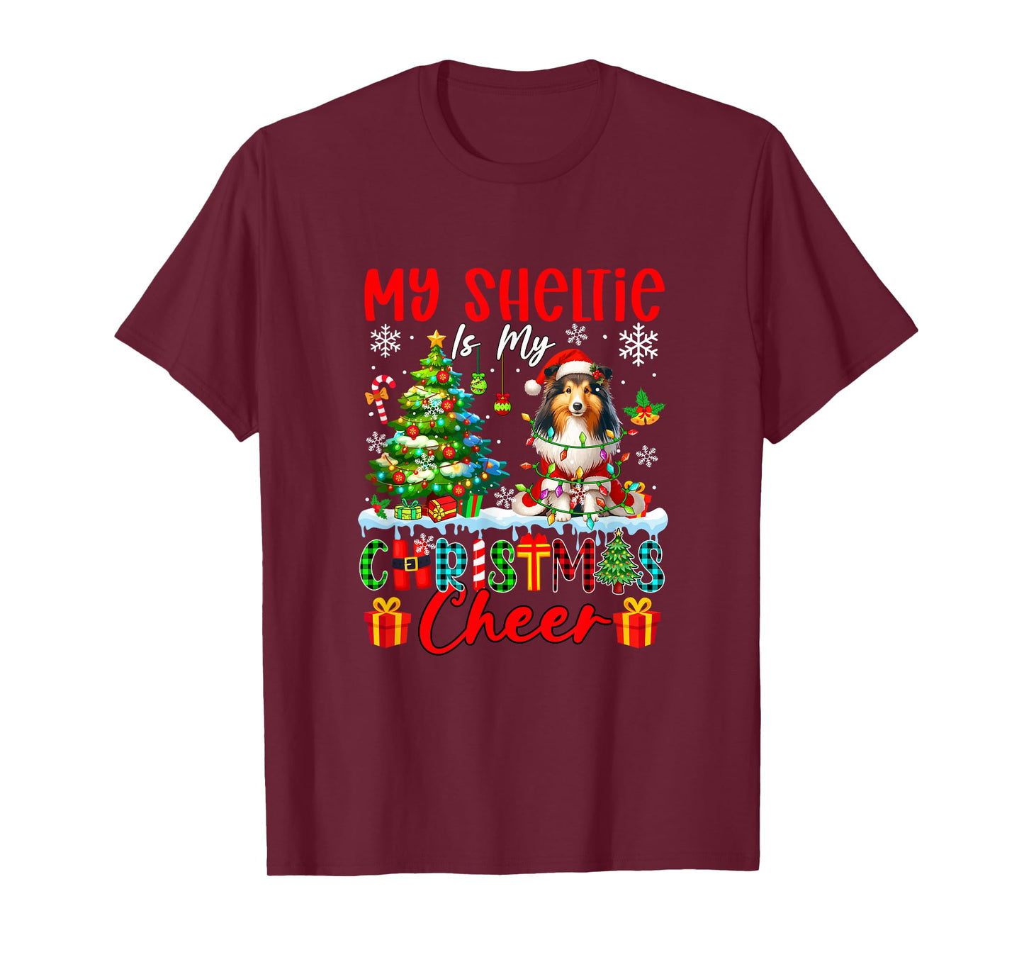 My Sheltie is My Xmas Cheer Funny Santa Dog Owner Kids T-Shirt