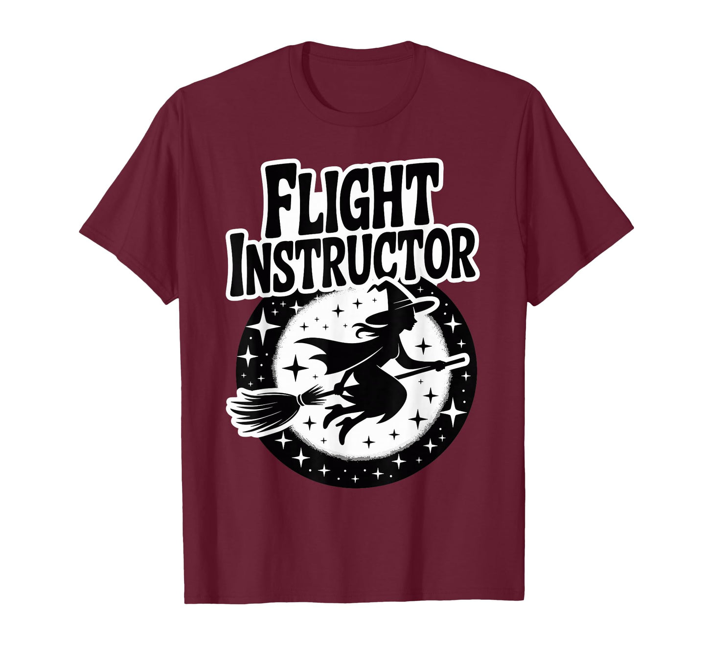 Halloween Witchy Flight Instructor Humor Midnight Moon Funny T-Shirt