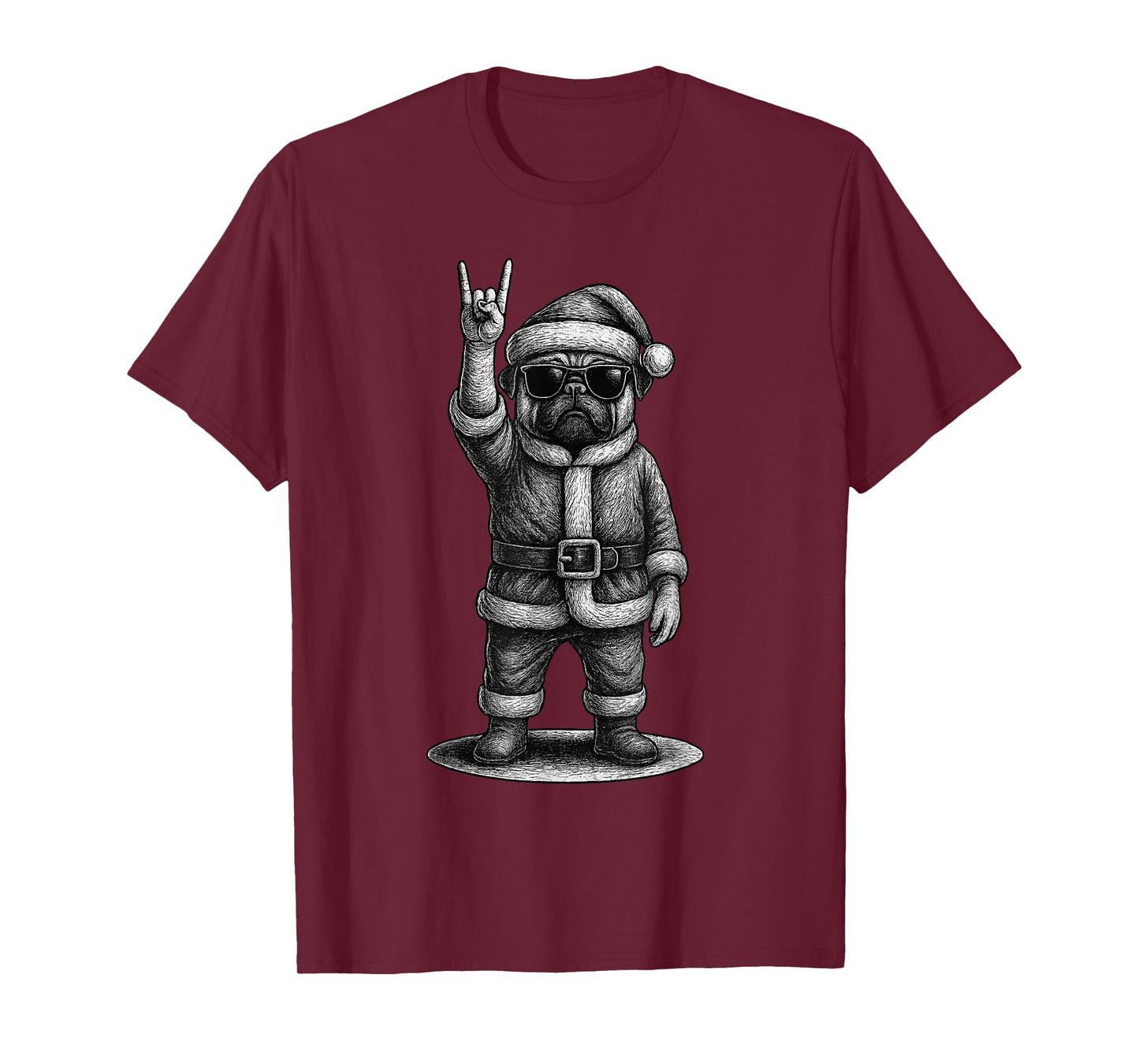 Pug Rock Music Christmas Dog Lover T-Shirt