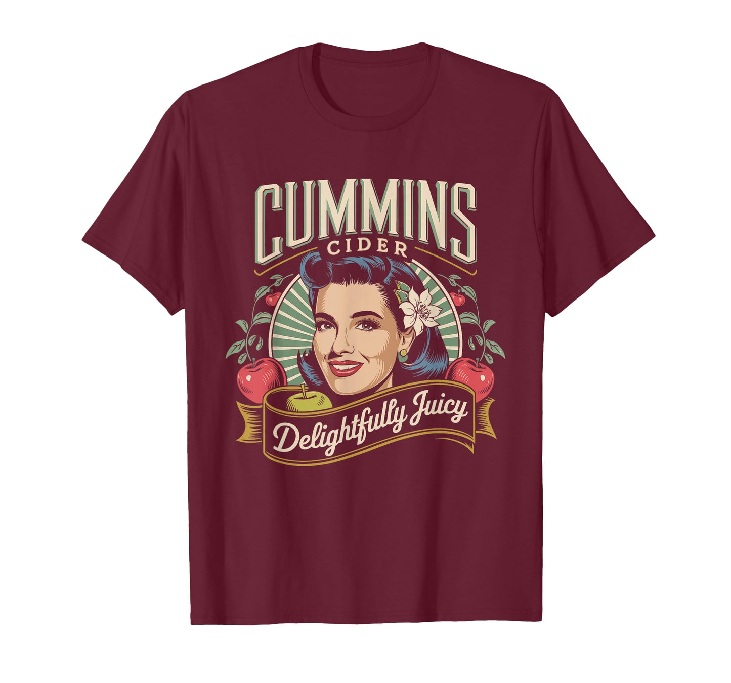 Delightfully Juicy Cummins Cider Vintage Humor Logo T-Shirt