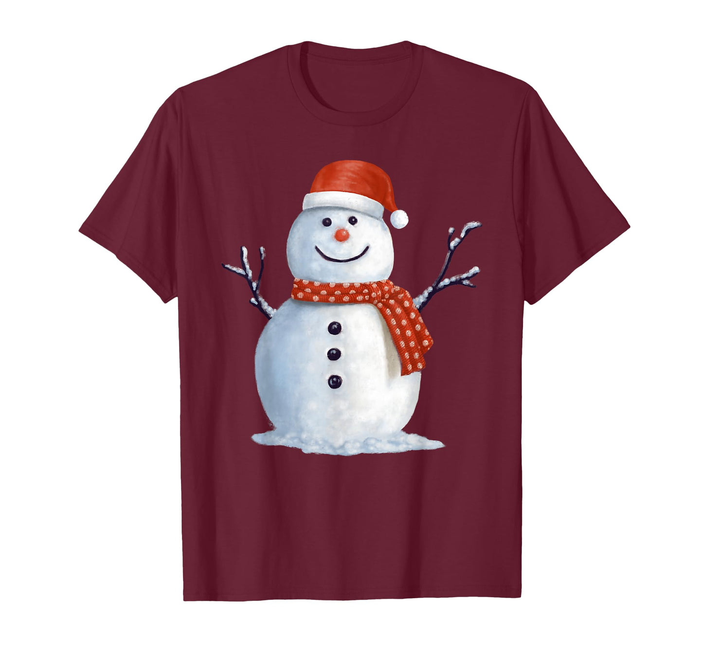 Snowman in Santa Hat Cozy Holiday Seasons T-Shirt