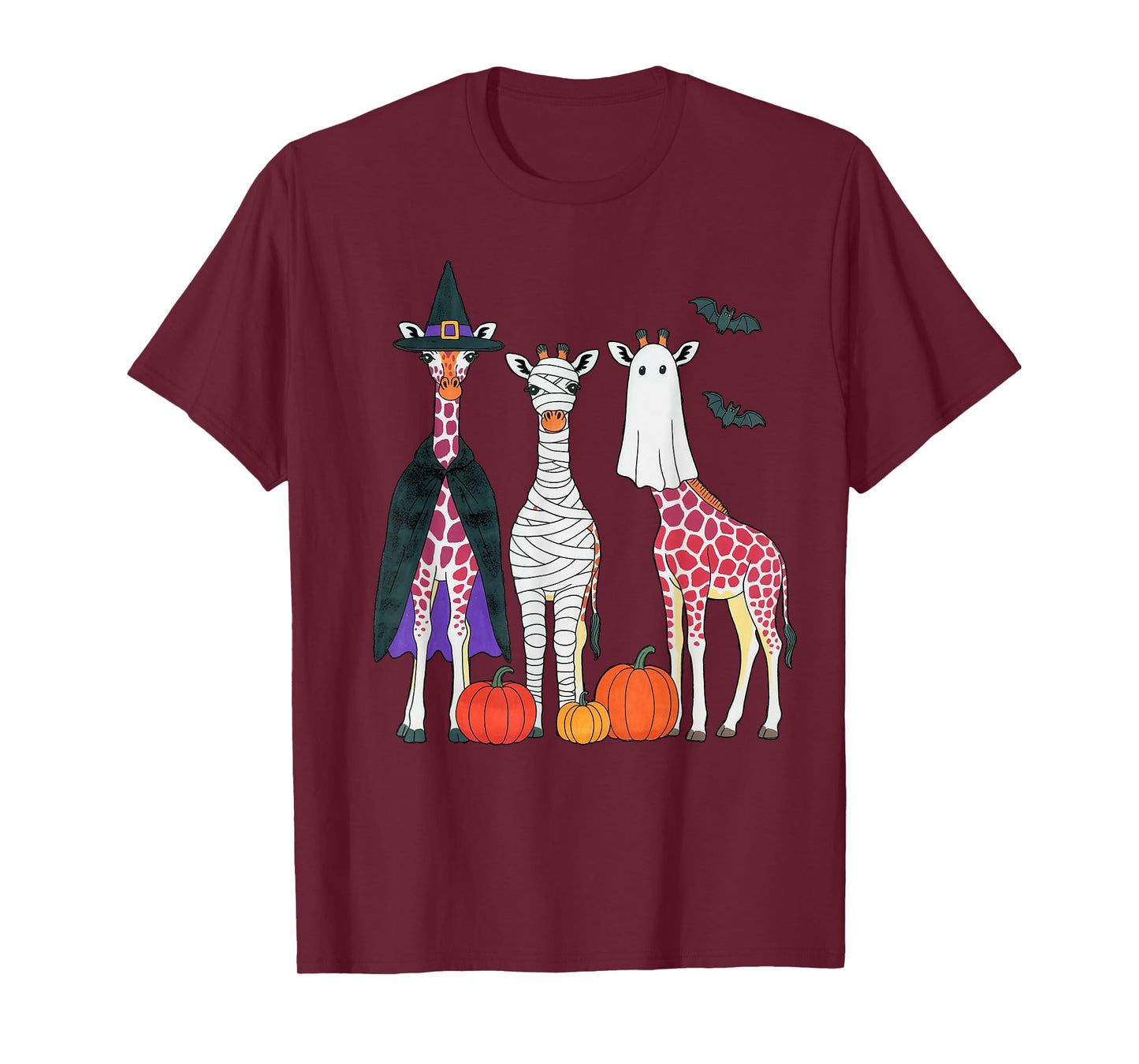 Giraffe Boo Mummy Witch Halloween Costume Giraffe Pumpkin T-Shirt