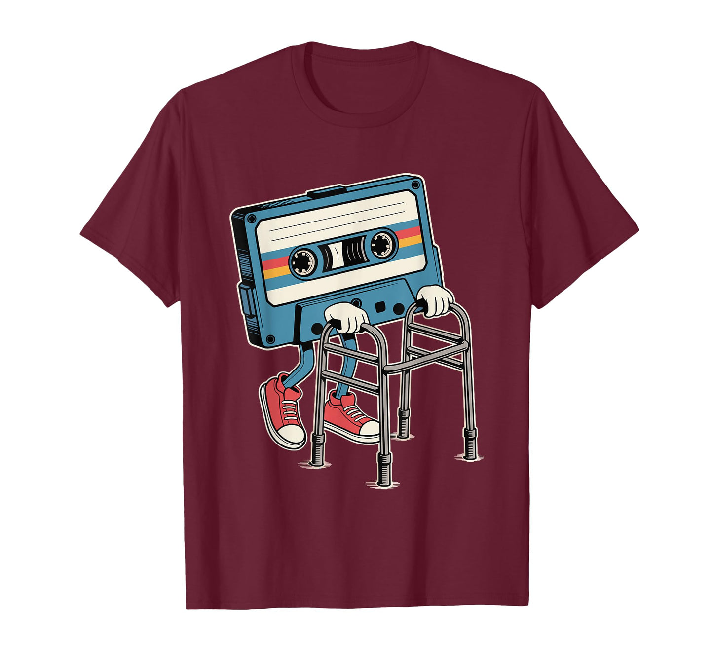 Funny Retro Old Cassette Tape Cartoon with Walker Nostalgia T-Shirt