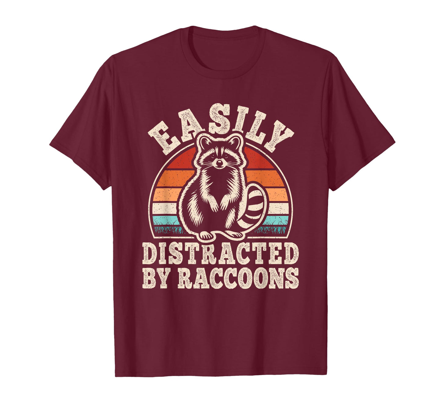 Easily Distracted By Raccoons Retro Raccoon Men Women Kids T-Shirt
