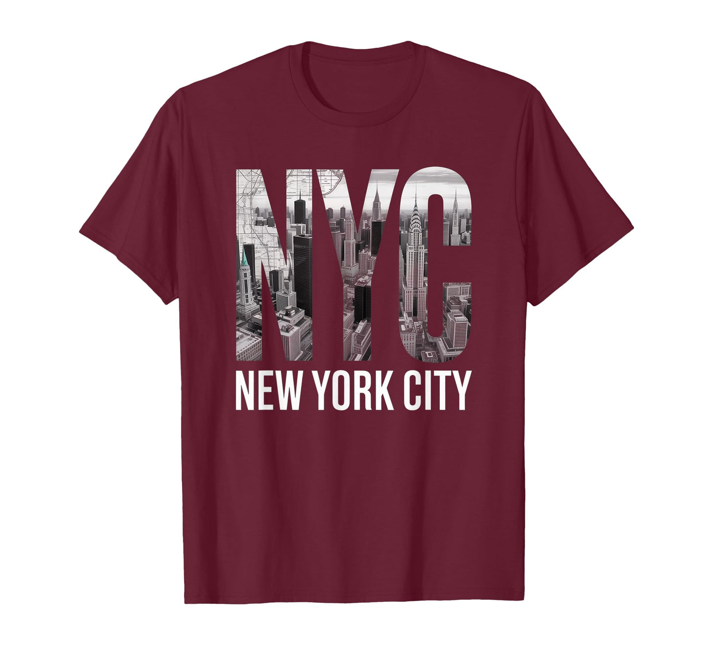 New York City Skyline Black and White Modern Typography T-Shirt