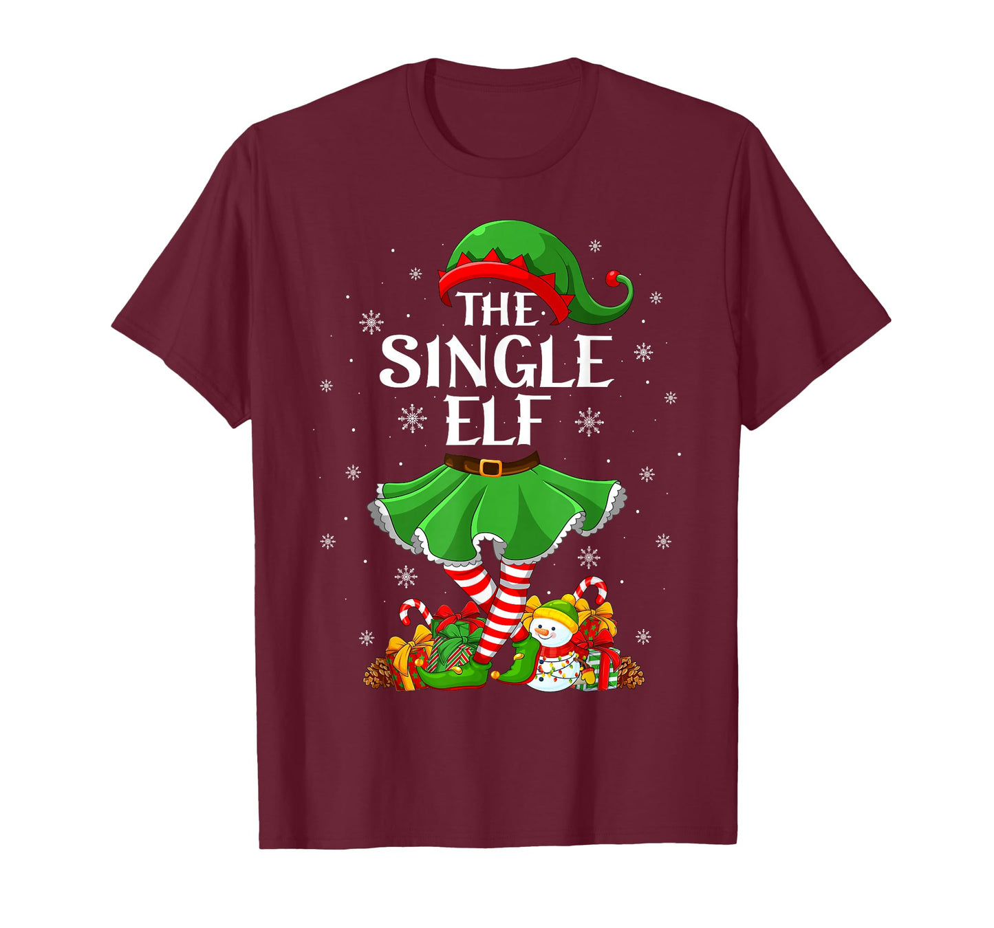 Single Elf Christmas Family Elf Squad Xmas Girls Women T-Shirt
