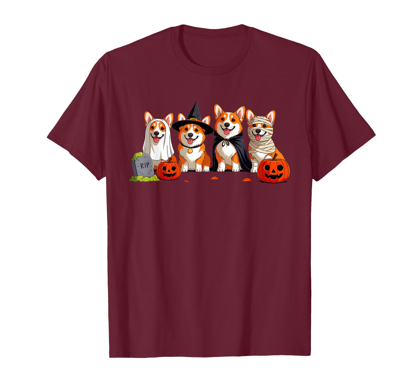 Cute Corgi Dog Lover Funny Ghost Halloween Men Women Kids T-Shirt