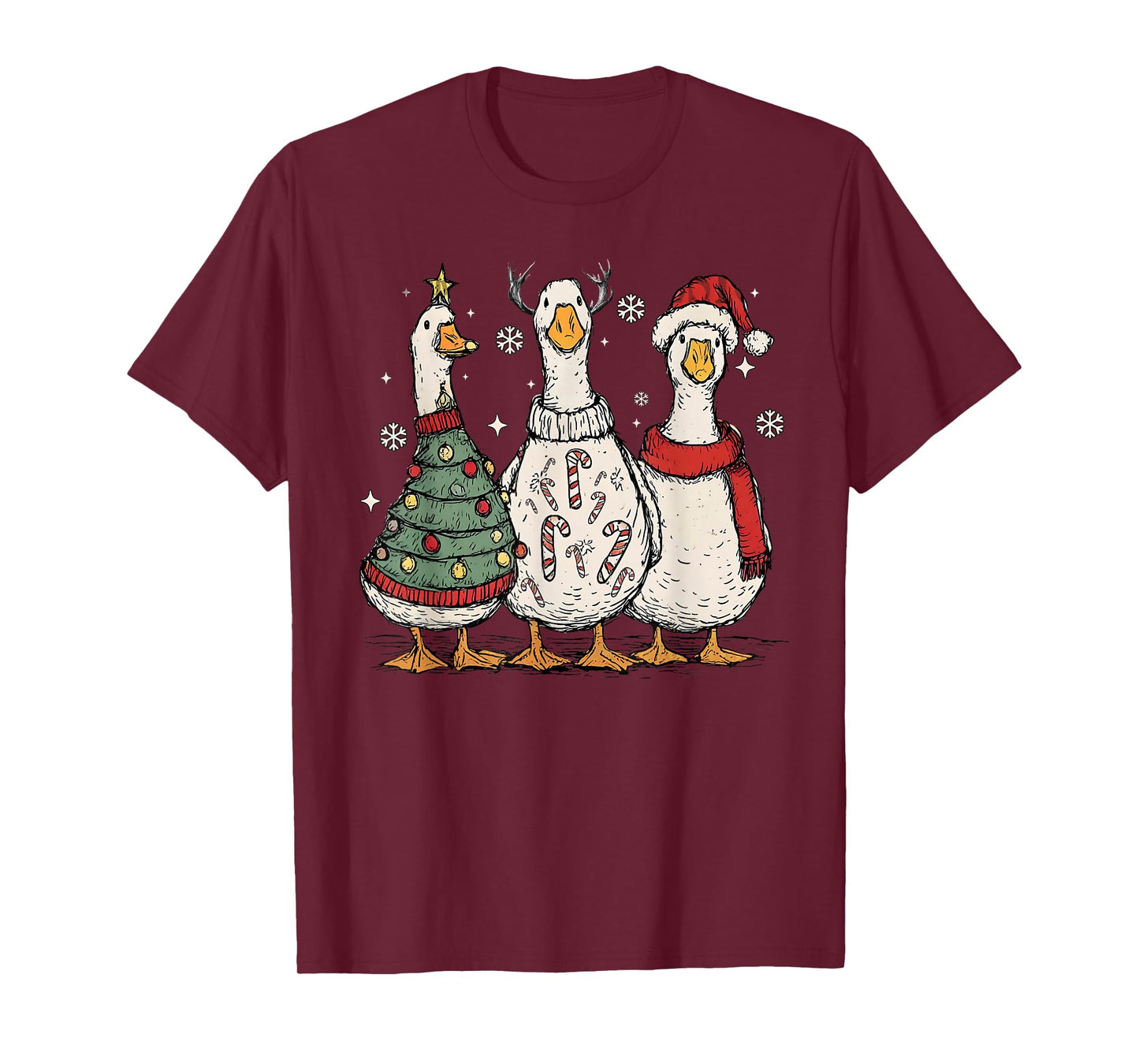 Merry Christmas Funny Goose Santa Squad Pajamas Xmas Holiday T-Shirt