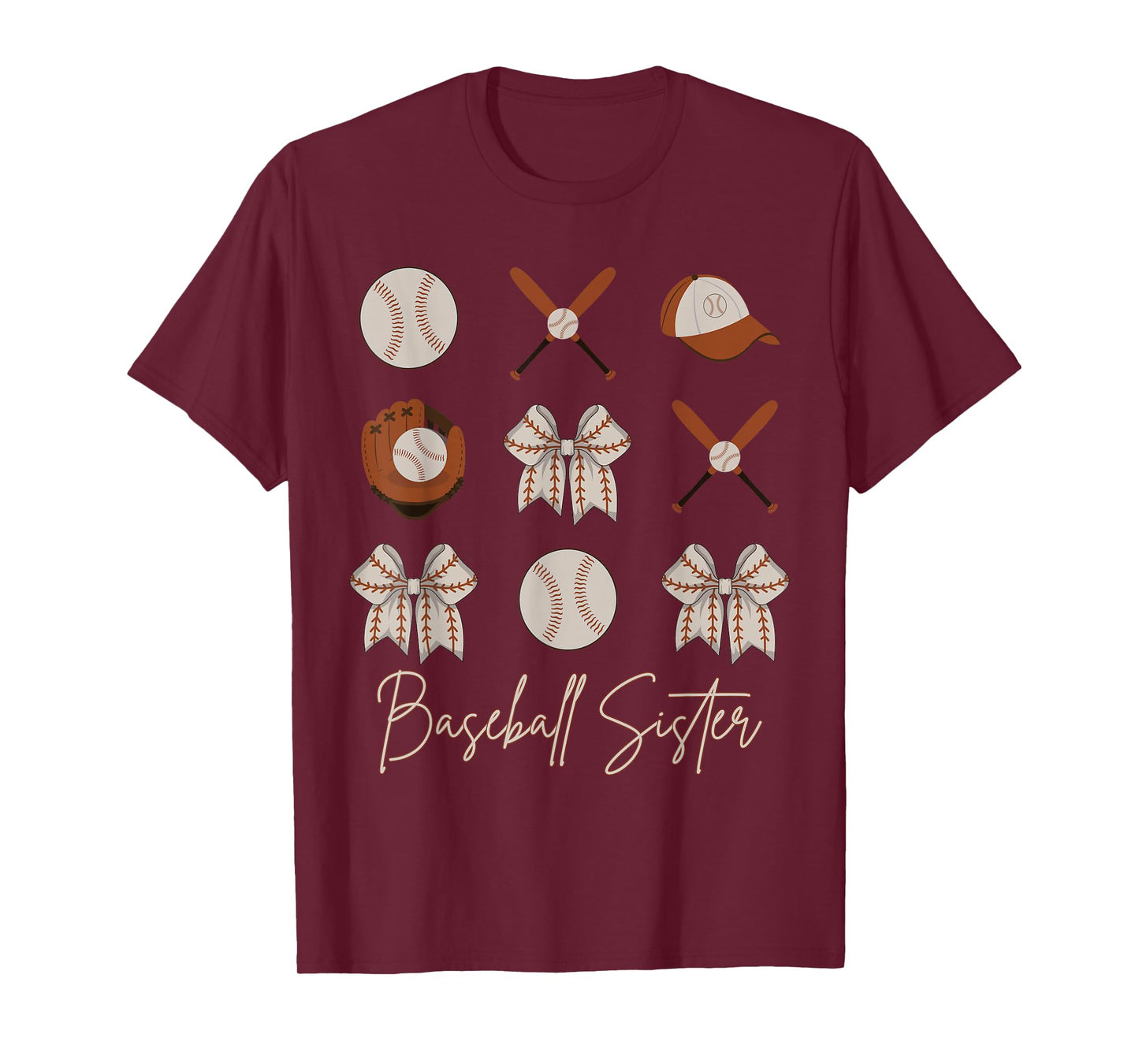 Baseball Sister Coquette Bow Girls Cheer Baseball T-Shirt