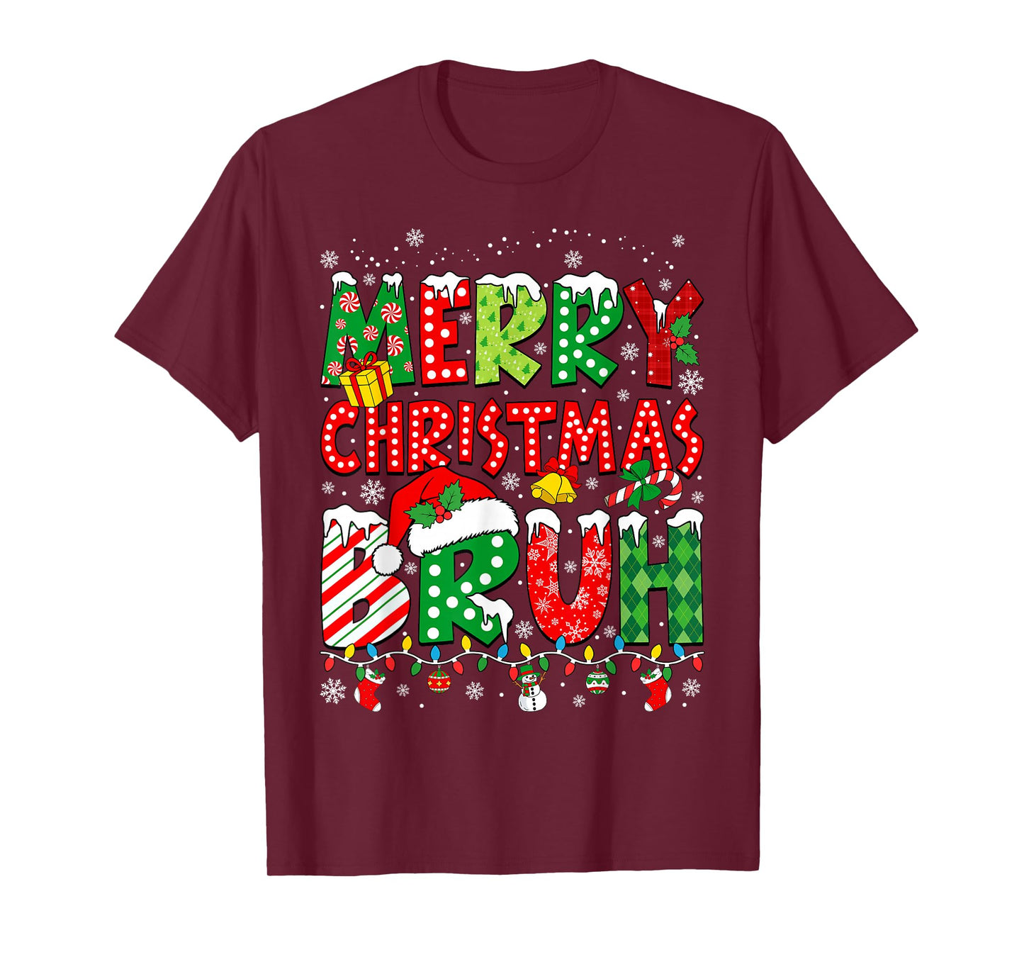 Bruh Meme Funny Saying Bro Greeting Teens Boys Men Christmas T-Shirt