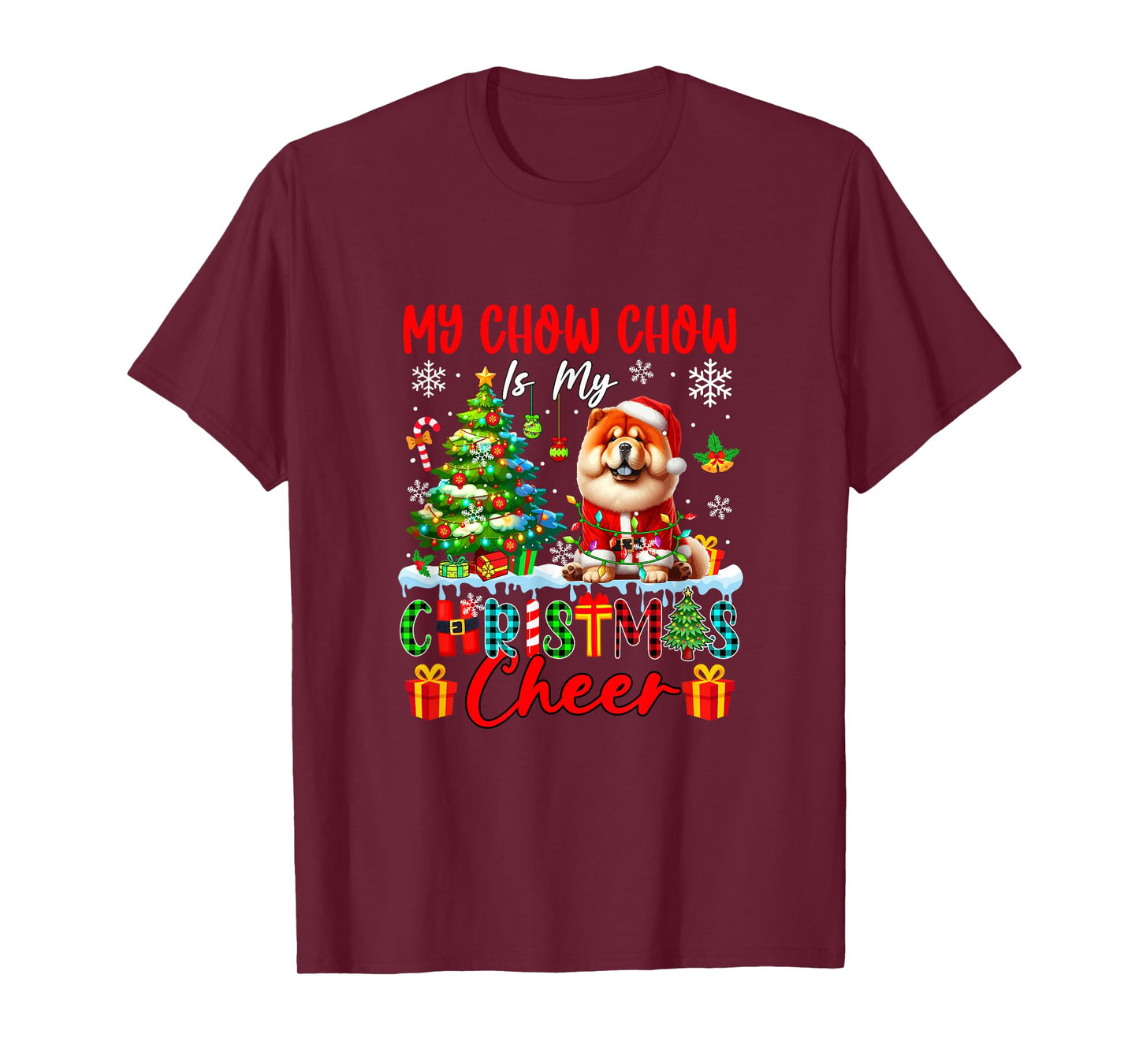 My Chow Chow is My Xmas Cheer Funny Santa Dog Owner Kids T-Shirt