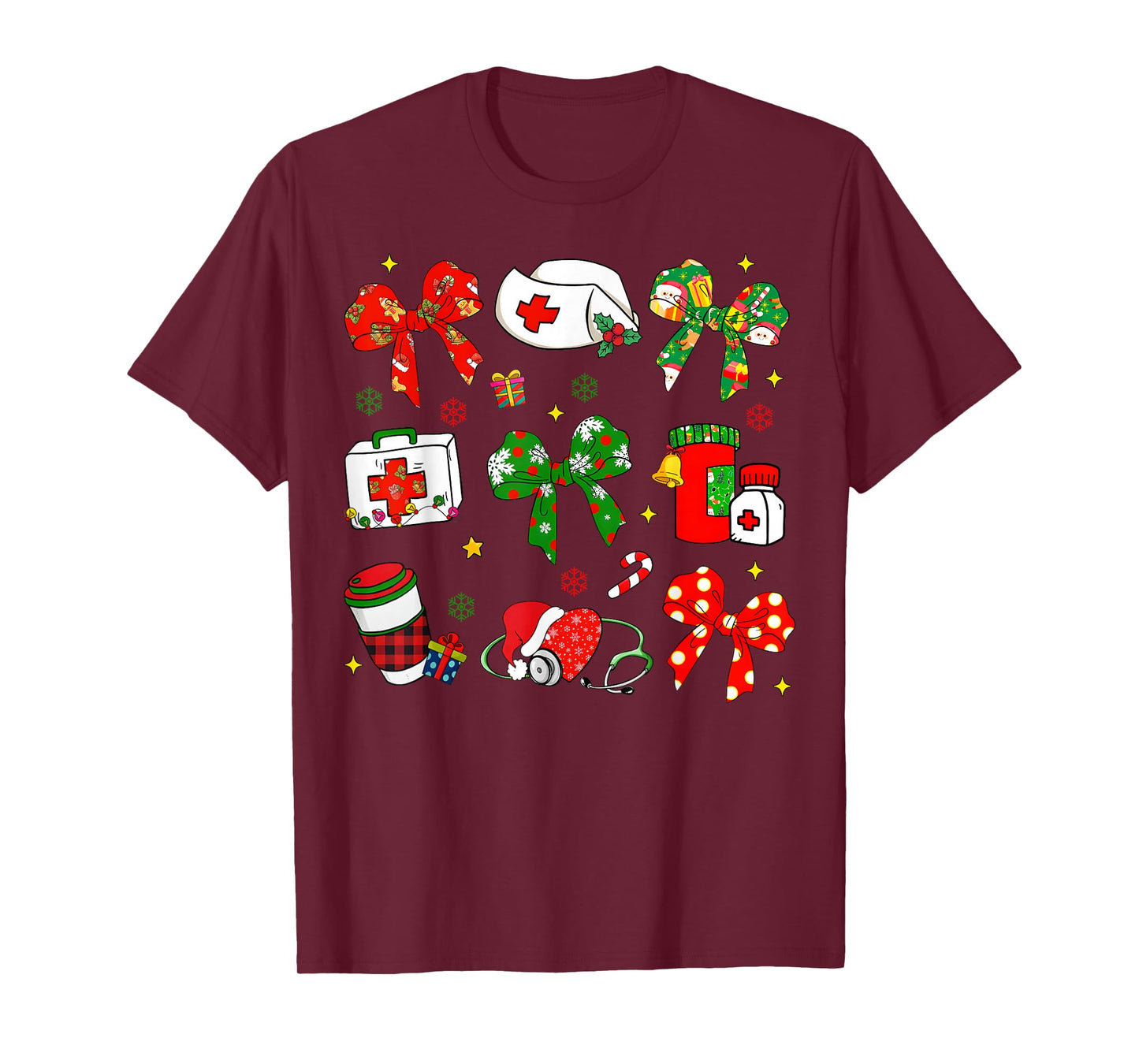 Retro Nurse Coquette Xmas Bow Girl Nursing Christmas Holiday T-Shirt