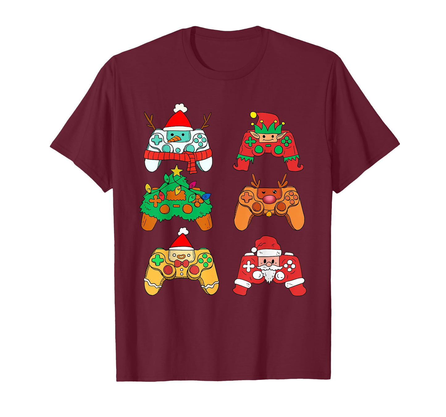 Christmas Santa Elf Gaming Controllers Gamer Xmas Boys Kids T-Shirt