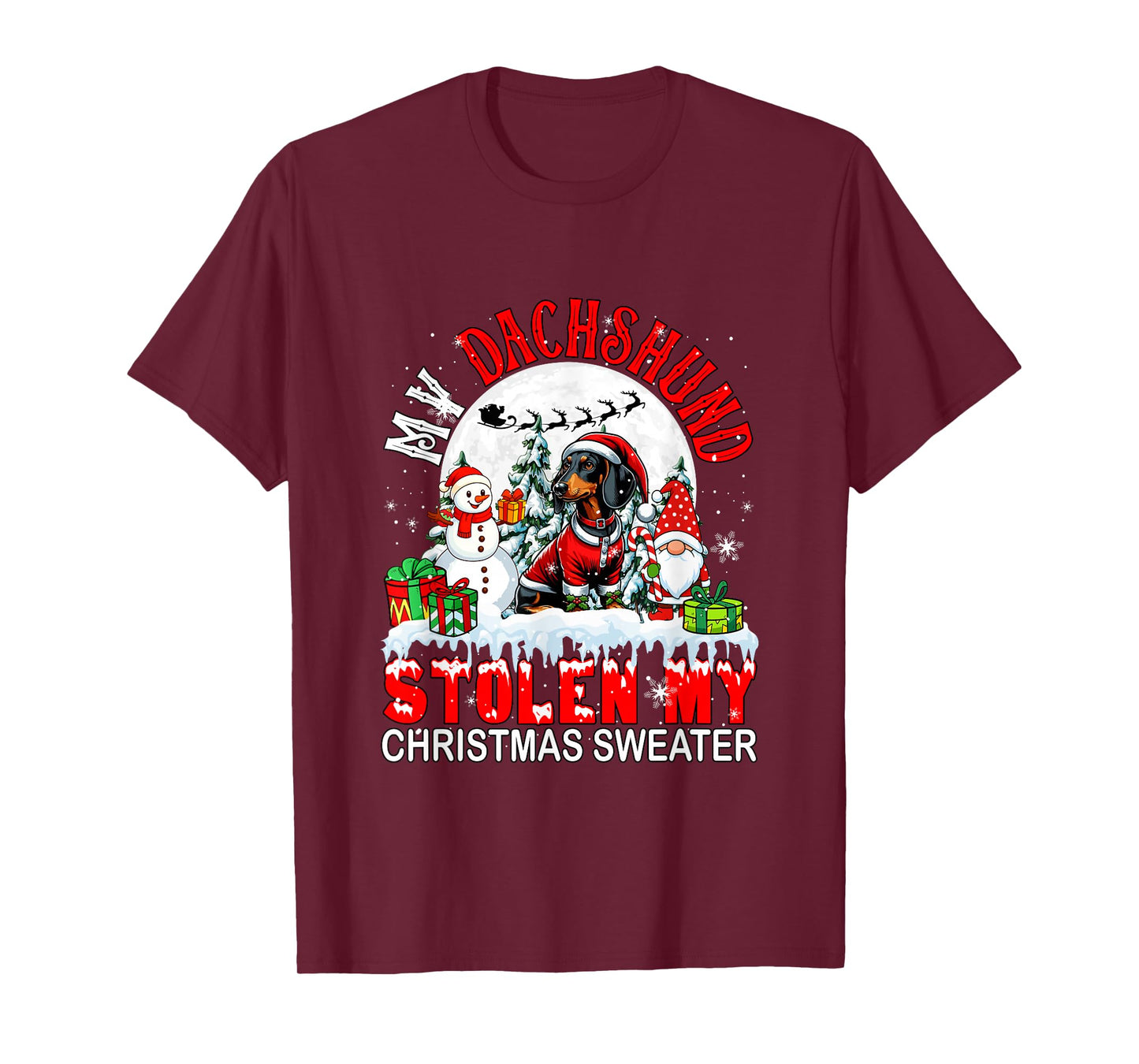 My Dachshund Stolen My Christmas Sweater Santa Dog Owner T-Shirt