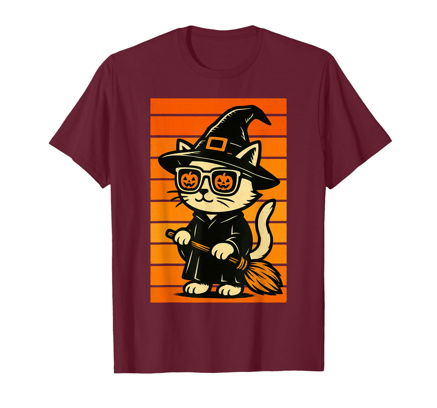 Cool Cute Cat Witch Men Women Kids Funny Halloween T-Shirt