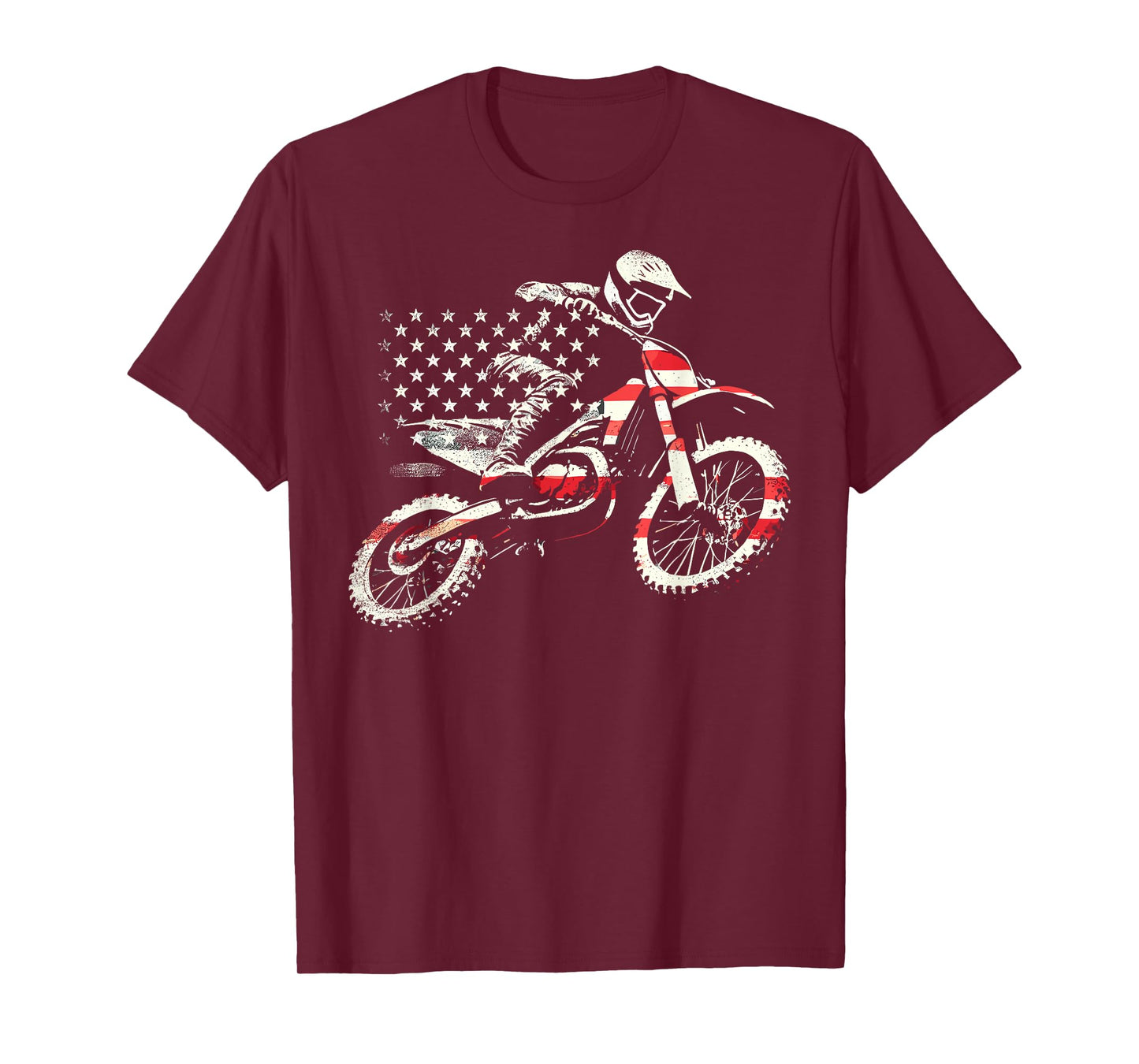 Dirt Bike Retro American Flag Motocross Enduro T-Shirt