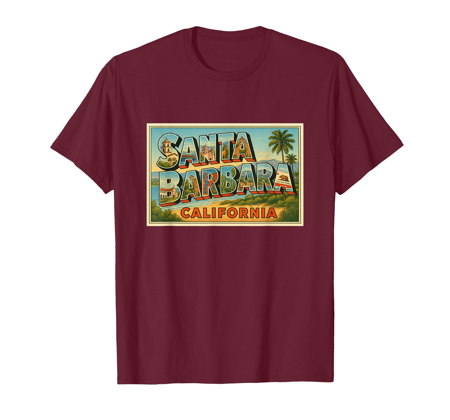 Santa Barbara Claifornia Vintage Souvenir Poster Art Graphic T-Shirt