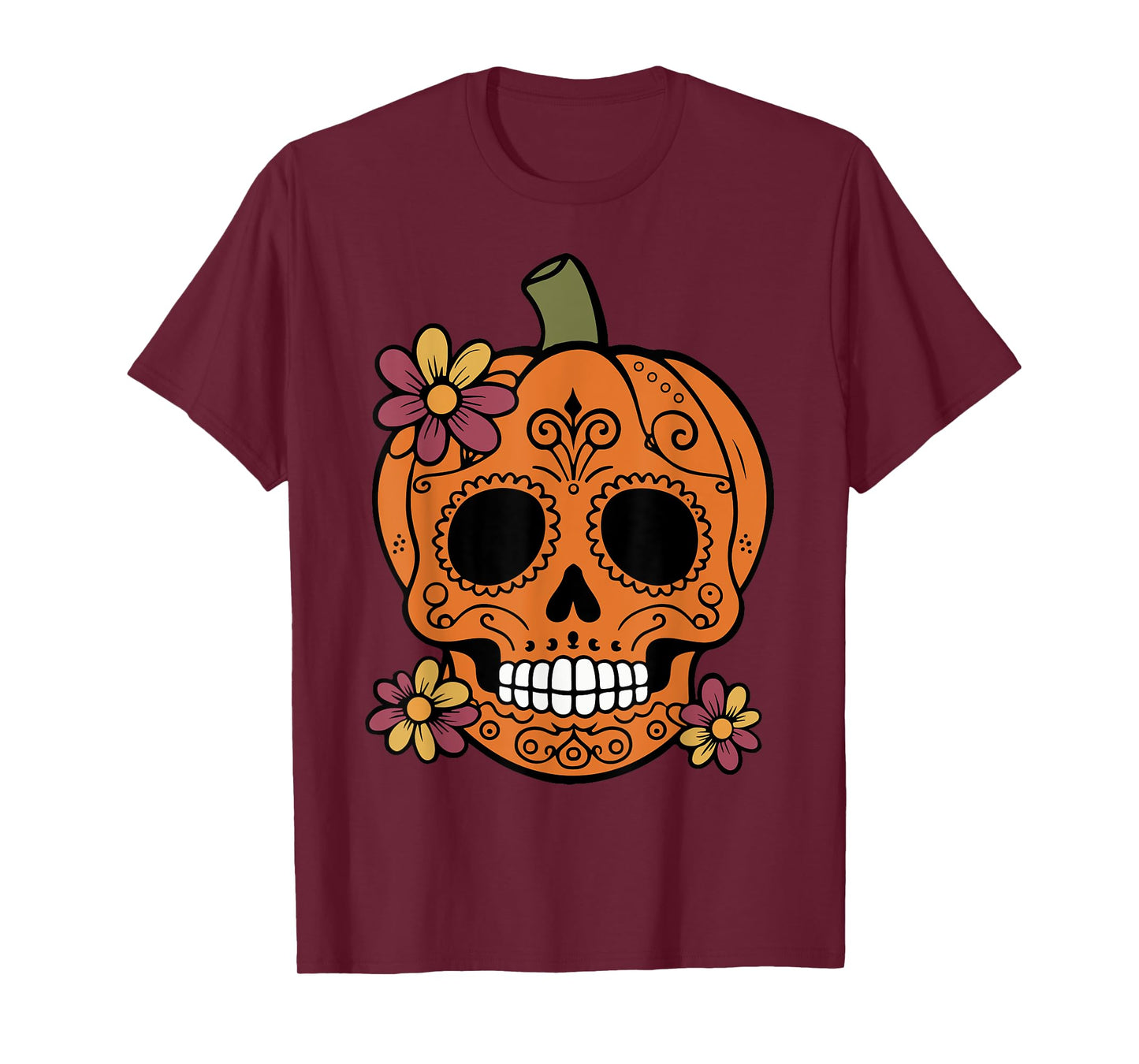Sugar Skull Pumpkin Mexican Halloween Dia de Los Muertos T-Shirt