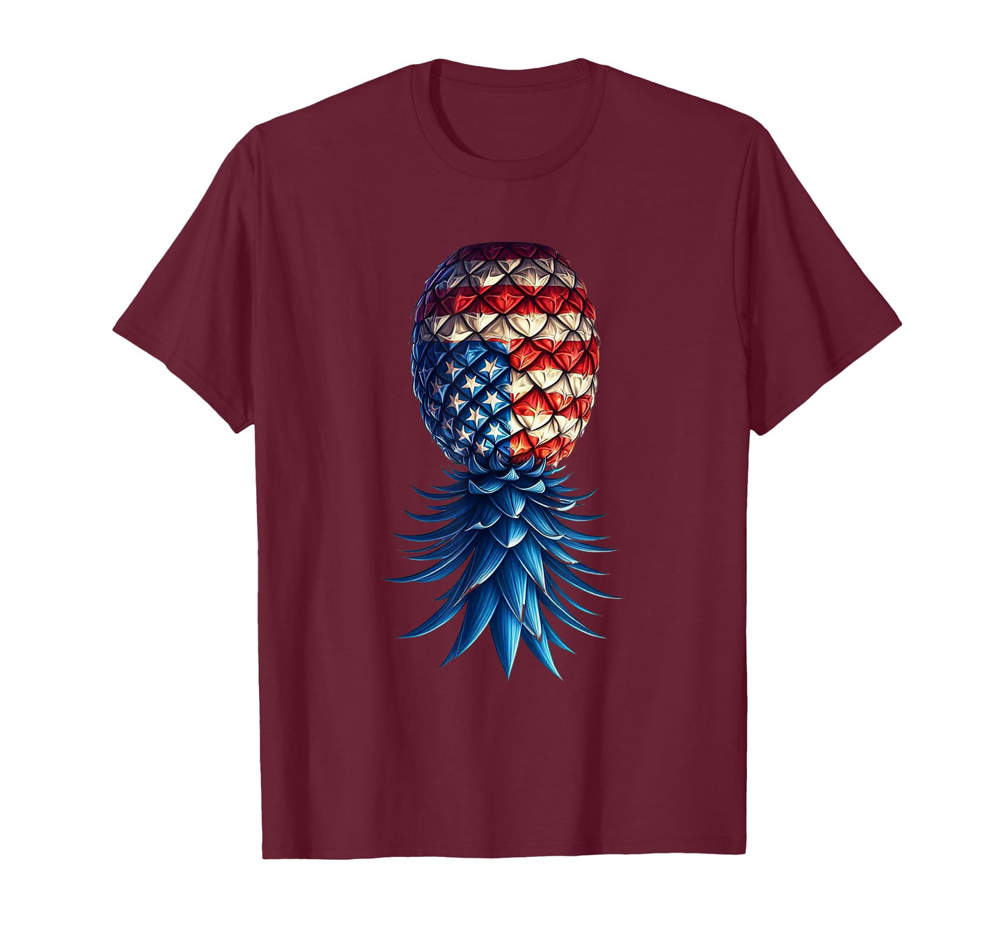July Patriotic Red White Blue Upside Down Pineapple Swinger T-Shirt