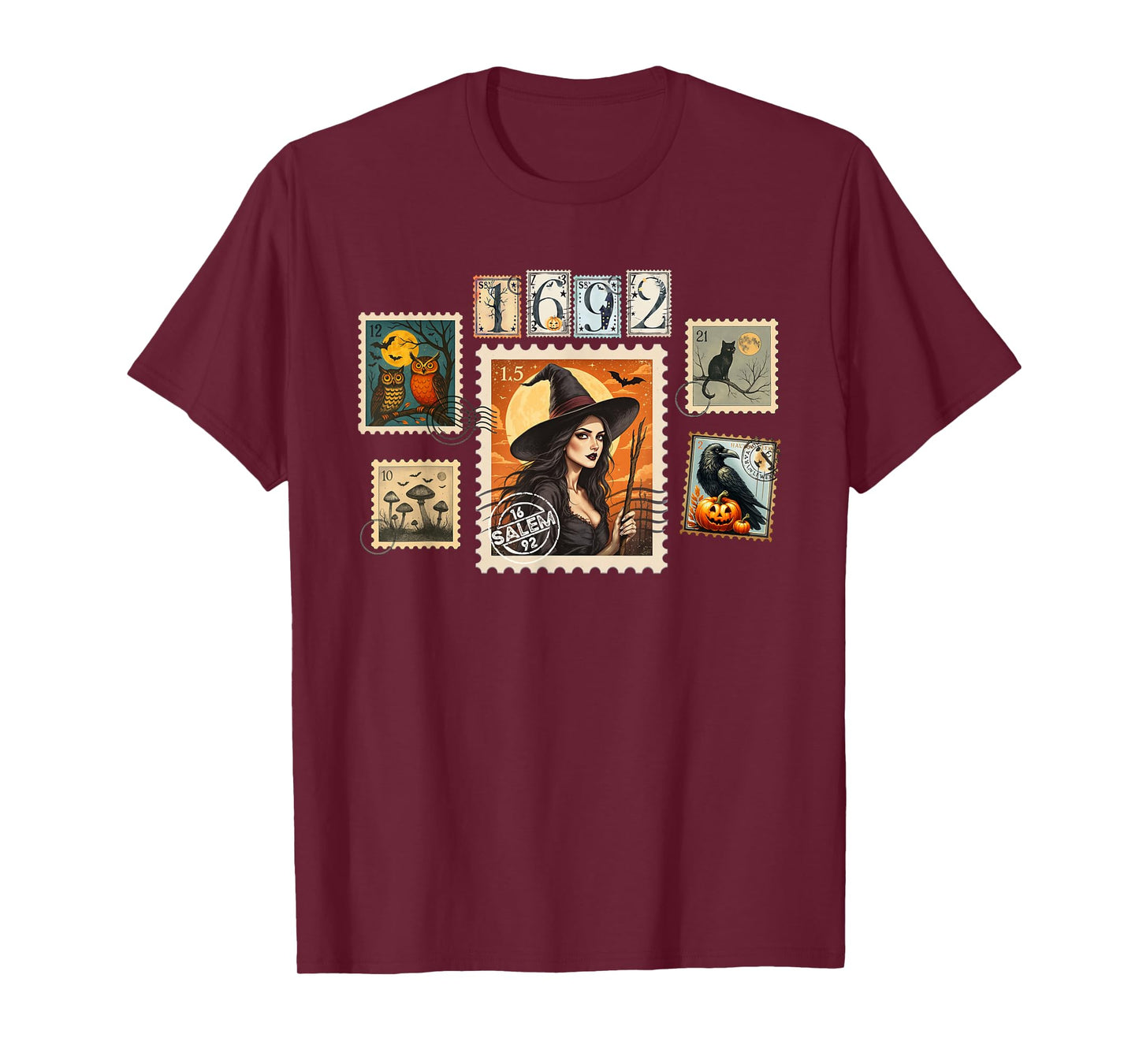 Witch Halloween Postage Stamps Salem They Missed One 1692 T-Shirt