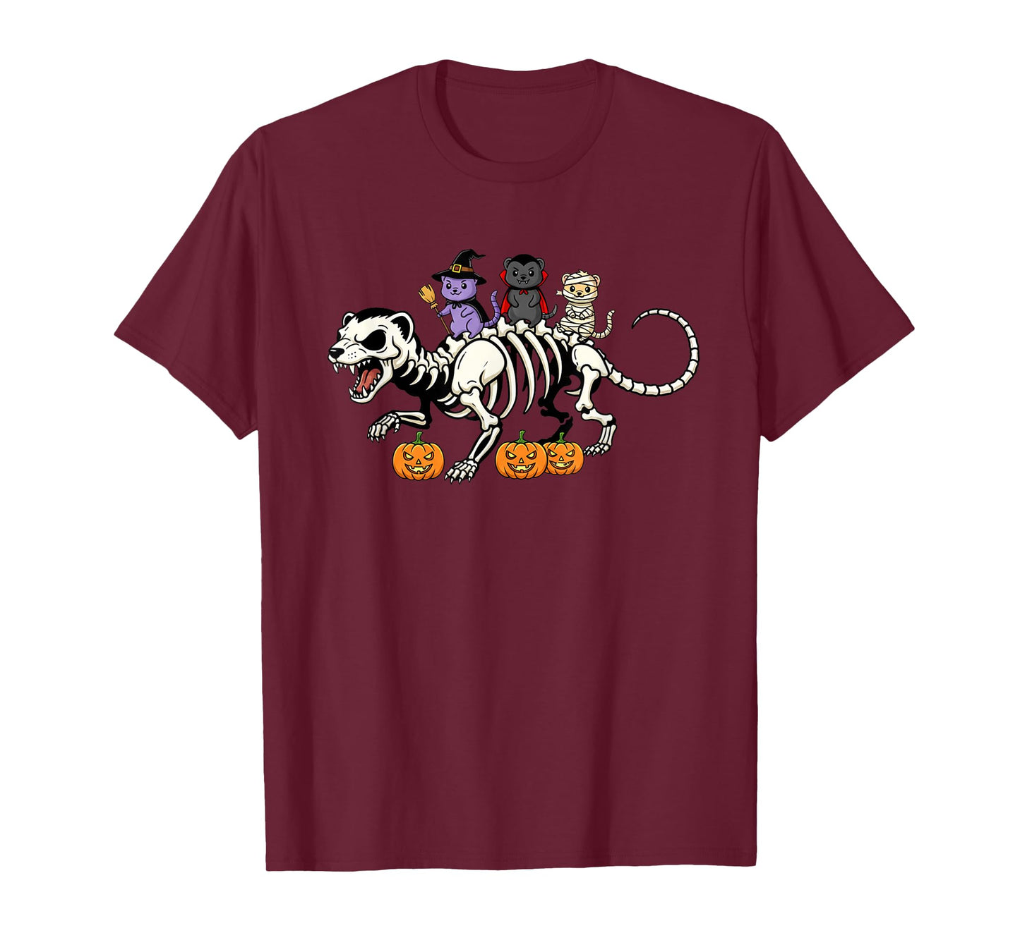 Funny Ferret Skeleton Mummy Witch Halloween Kids Mens Womens T-Shirt