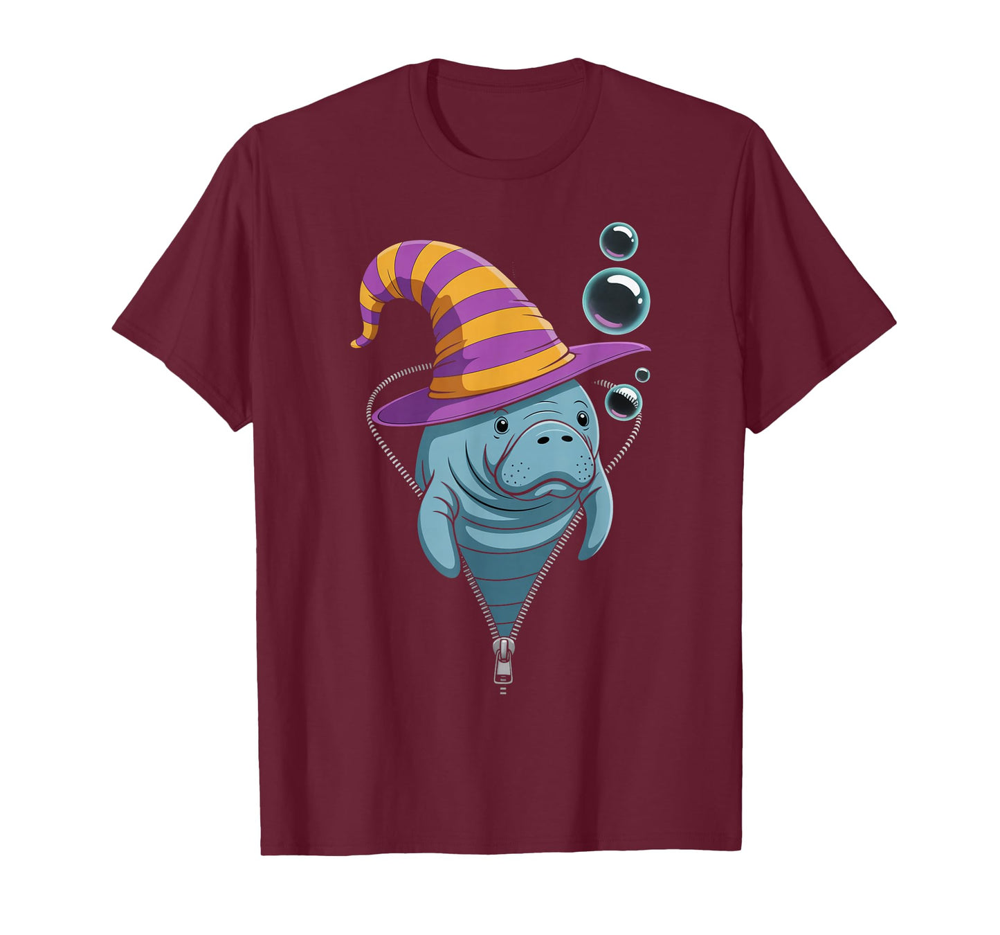Funny Manatee Peeking Out Zipper Halloween Costume T-Shirt