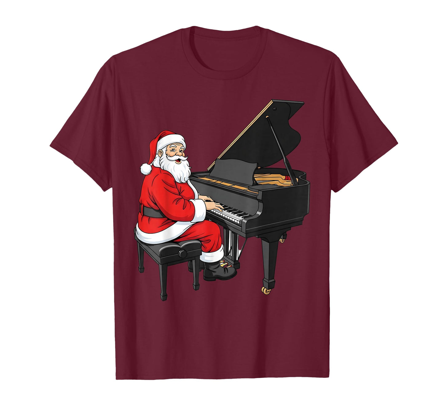 Santa Playing Piano Graphic Musician Christmas Xmas Boys Men T-Shirt