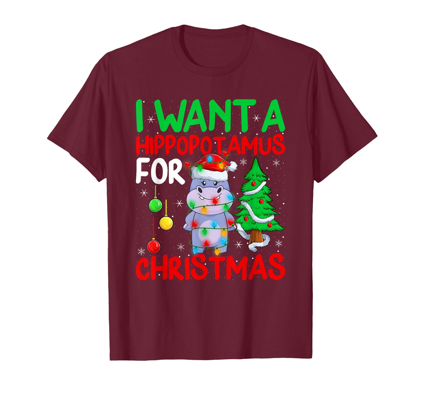 I Want A Hippopotamus for Christmas Hippo Xmas Boys Girls T-Shirt