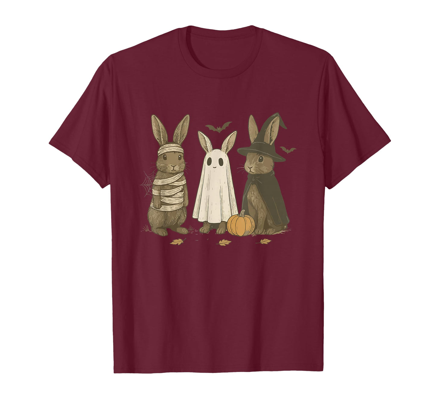 Fall Rabbit Ghost Halloween Spooky Witch Bunny Rabbit Farm T-Shirt