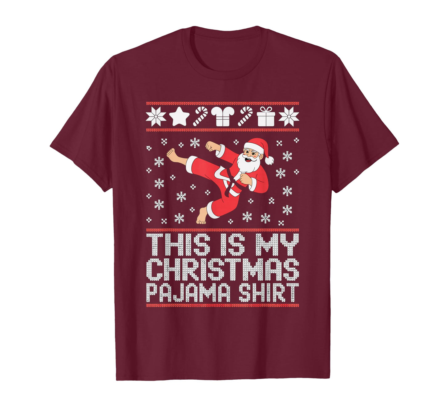 Santa Claus Karate Ugly Christmas Sweater Martial Arts T-Shirt