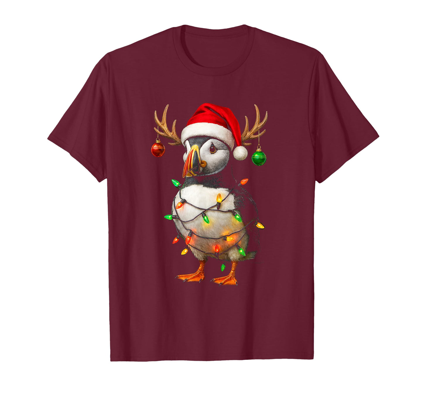 Puffin Christmas Santa Hat Lover T-Shirt