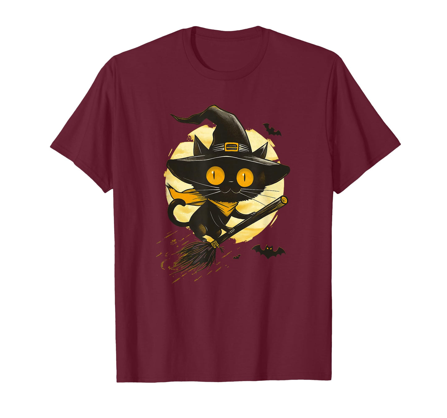 Spooky Black Cat Witch Halloween T-Shirt