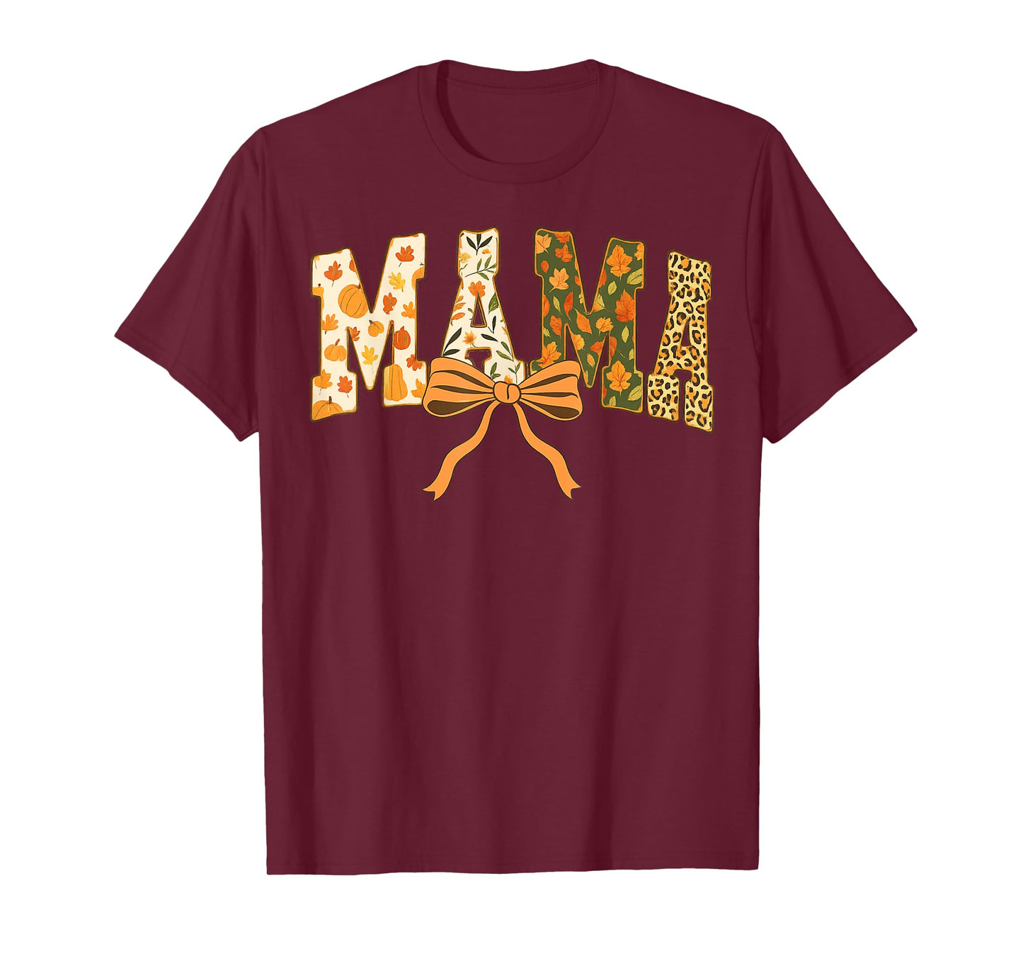 Mama Coquette Bow Pumpkin Thanksgiving Autumn Fall Leaves T-Shirt