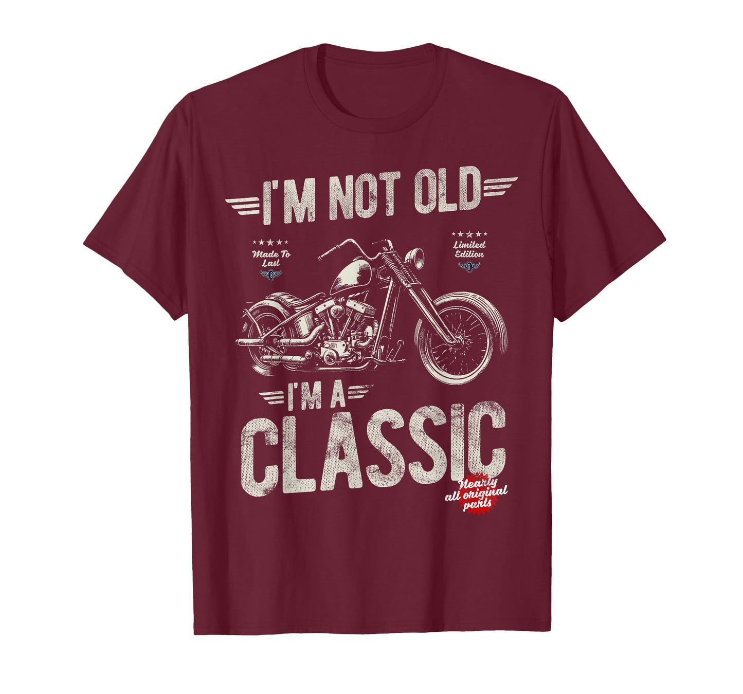I'm Not Old I'm A Classic. Vintage, Retro Motorbike Birthday T-Shirt