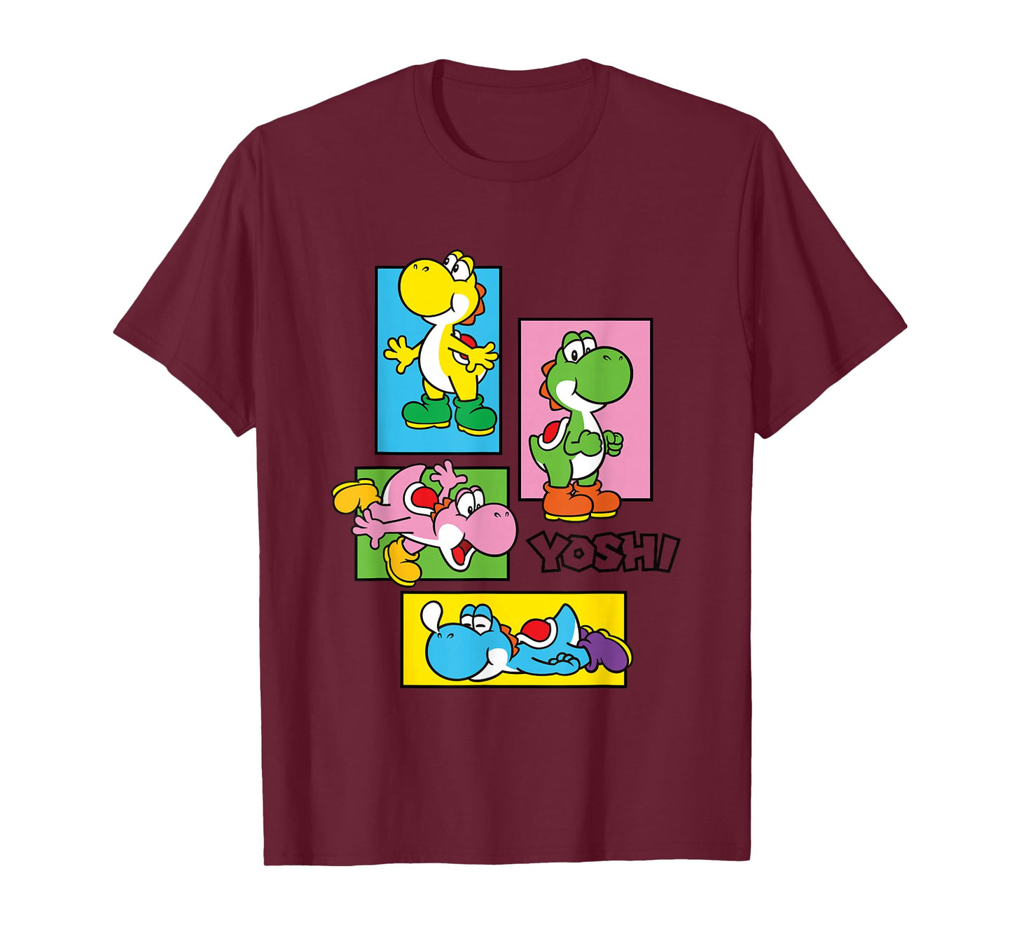 Super Mario Bros Yoshi Color Retro Expression Portraits T-Shirt