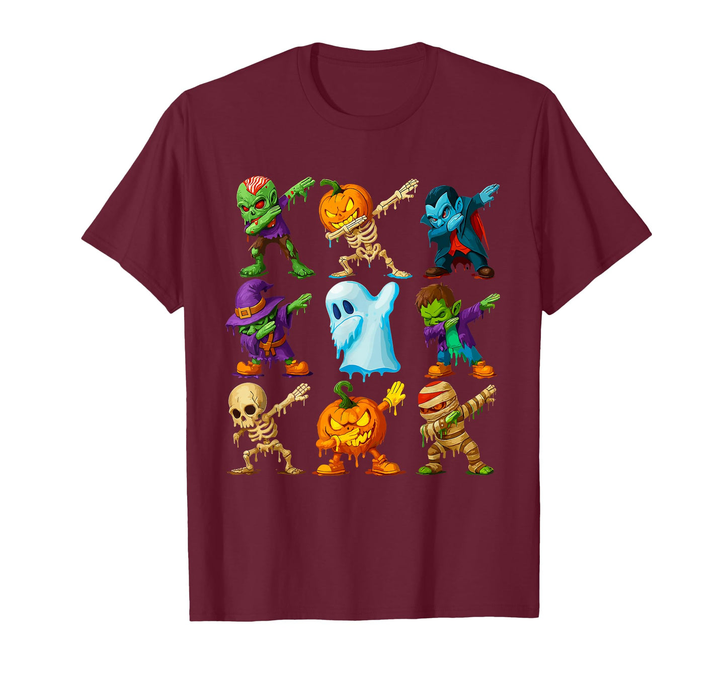 Dabbing Skeleton Zombie Scary Pumpkin Mummy Halloween boy T-Shirt