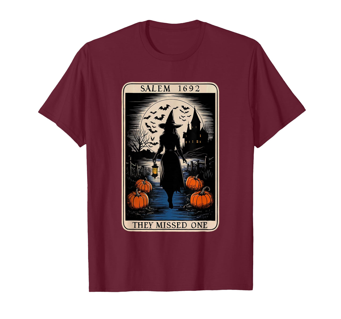 Salem 1692 They Missed One Halloween Tarot Card Witch Trials T-Shirt