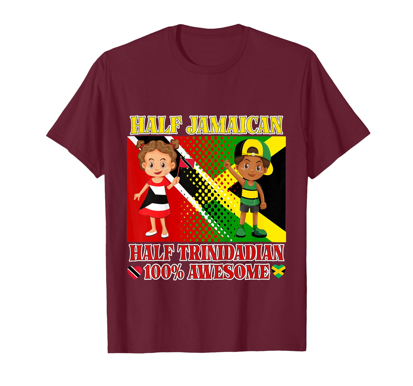 Half Trini Half Jamaican Toddler Trinidad Flag Root Girl Boy T-Shirt