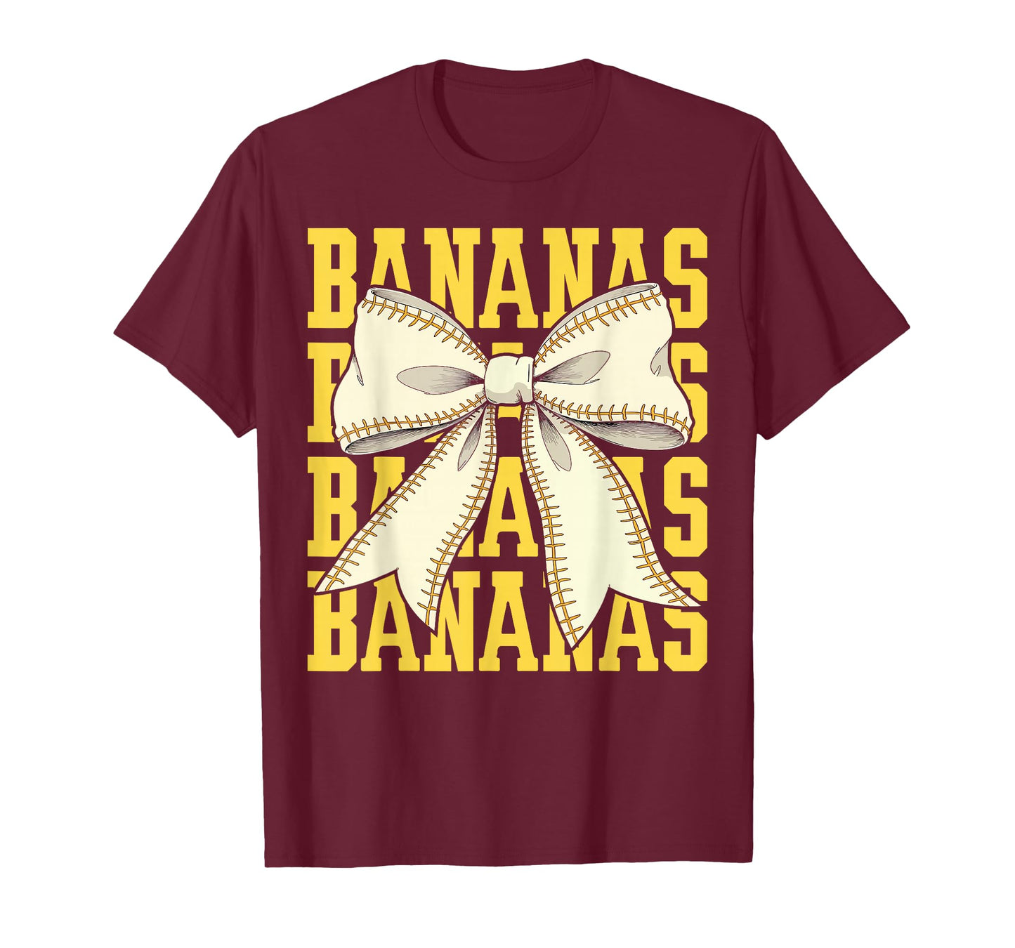 Retro Bananas Last Name Coquette Bow Men Women Kids T-Shirt