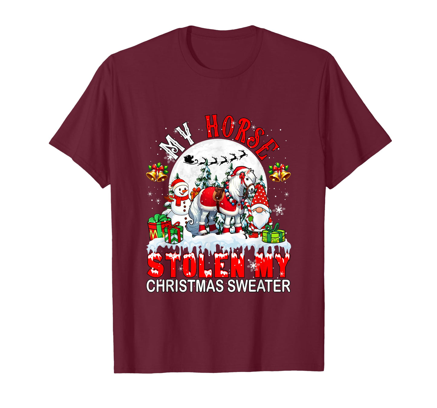 My Horse Stolen My Christmas Sweater Santa Dog Owner T-Shirt