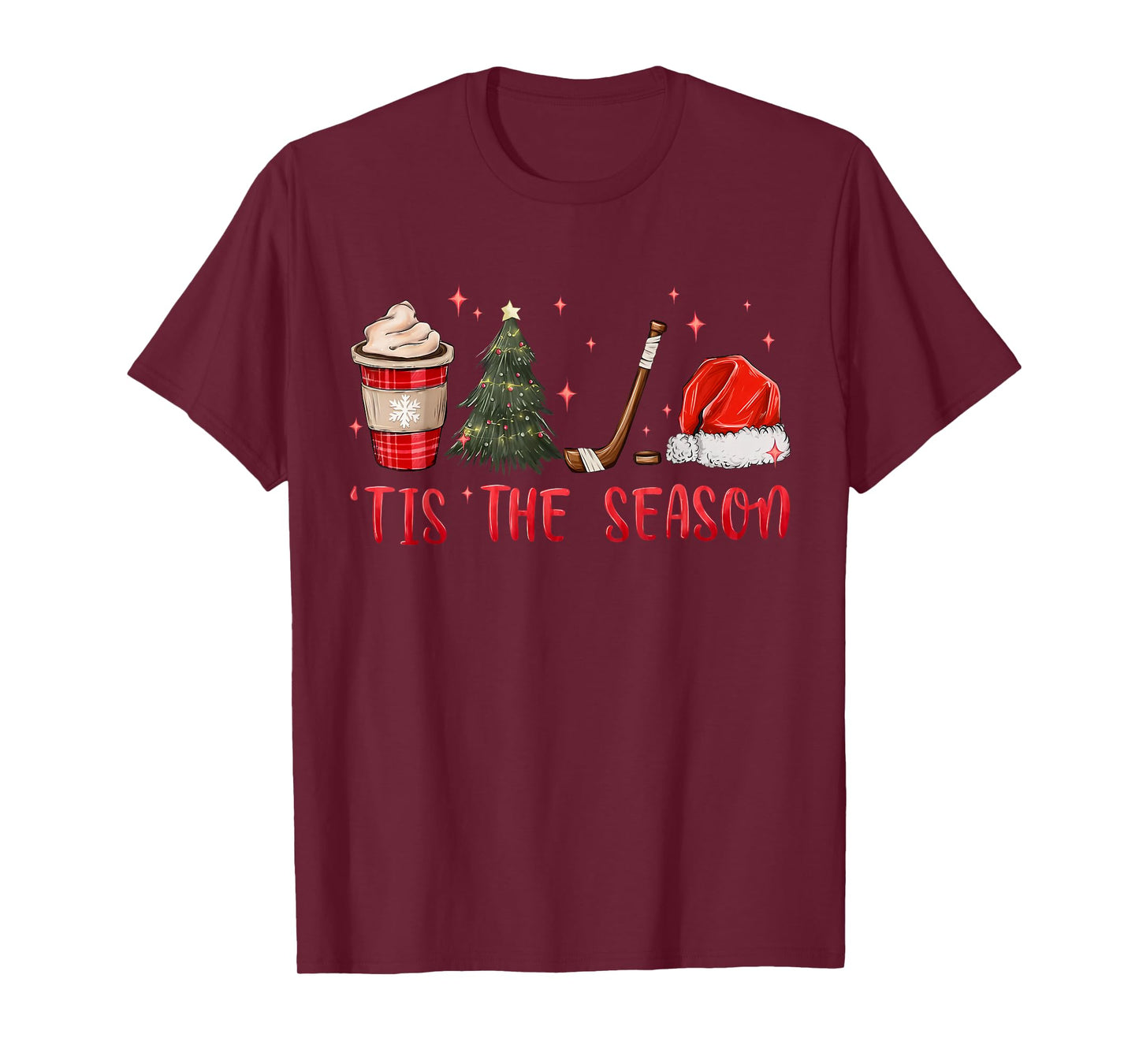 Tis The Season Hockey Coffee Xmas Tree Ice Hockey Christmas T-Shirt