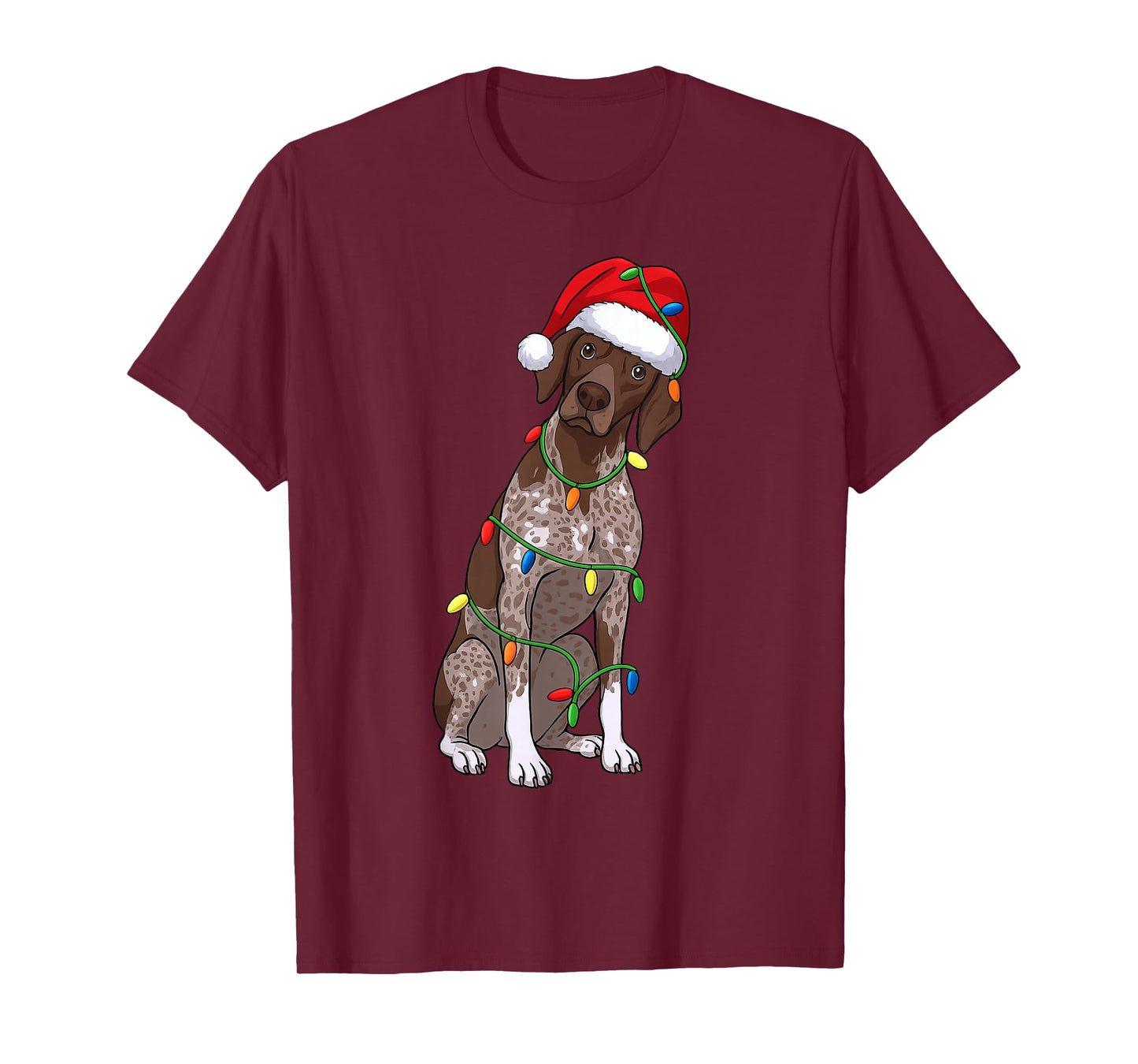 German Shorthaired Pointer Christmas Tree Lights Holiday Dog T-Shirt