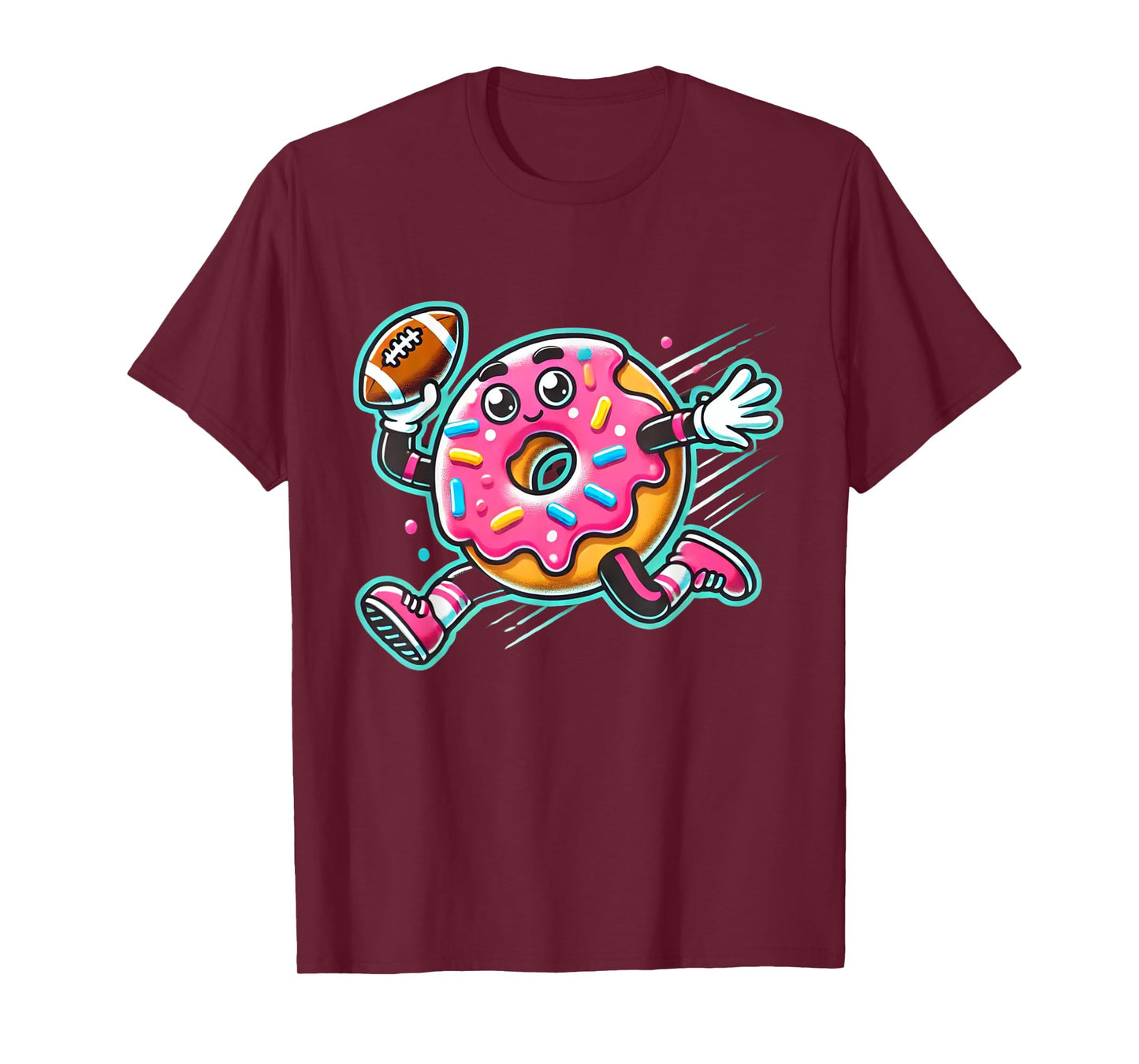 Funny Donut Playing Football Food Champ Sports Donut T-Shirt