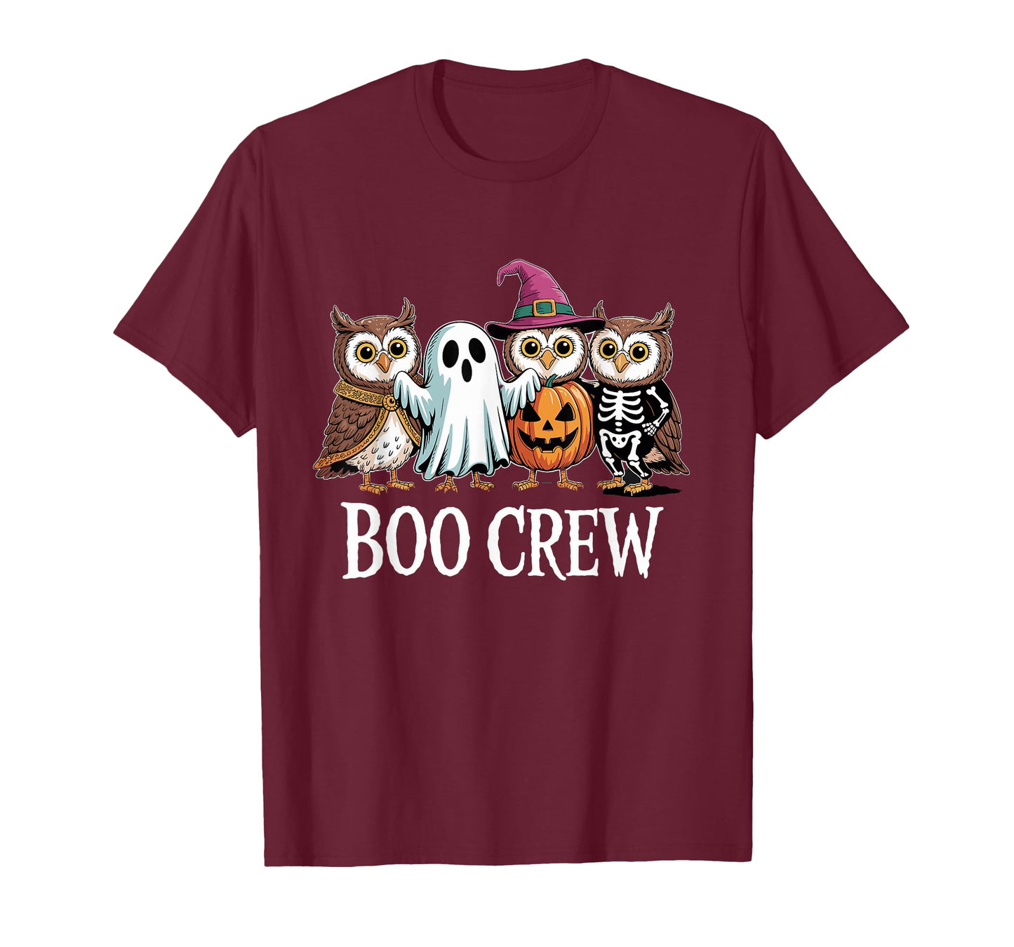 Boo Crew Halloween Owls Ghost Pumpkin Witch Skeleton T-Shirt