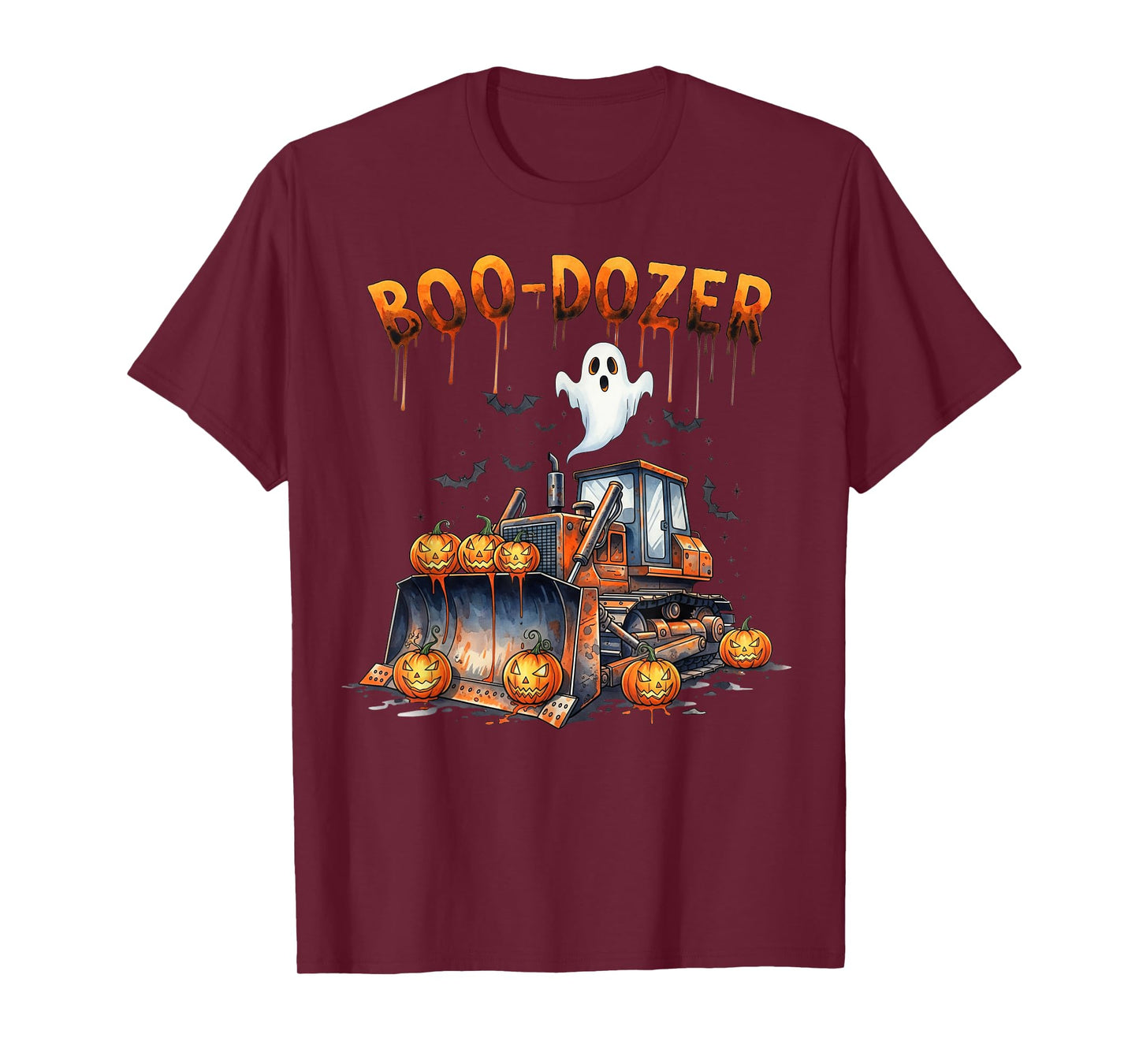 Boo Dozer Ghost Bulldozer Halloween Construction Trucks Kids T-Shirt